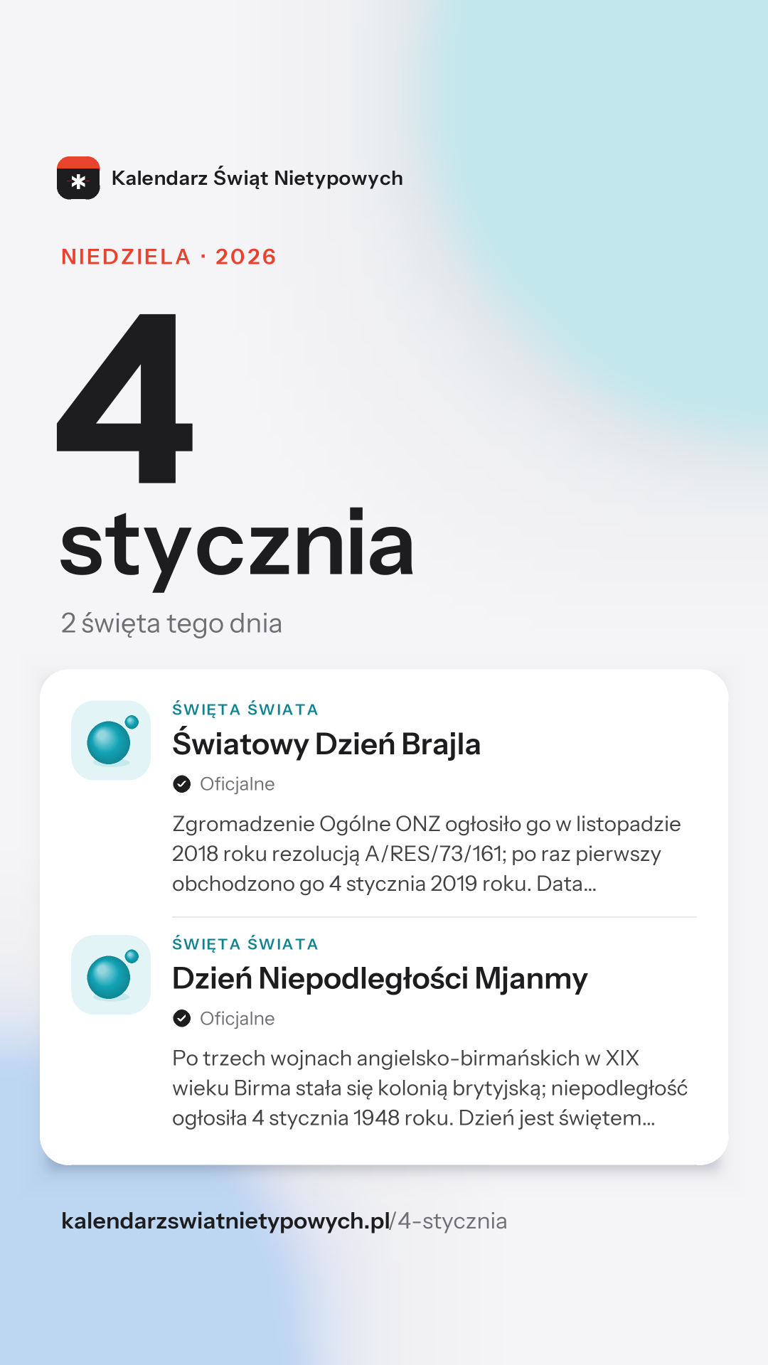 Grafika dnia 4 stycznia, format stories 9:16
