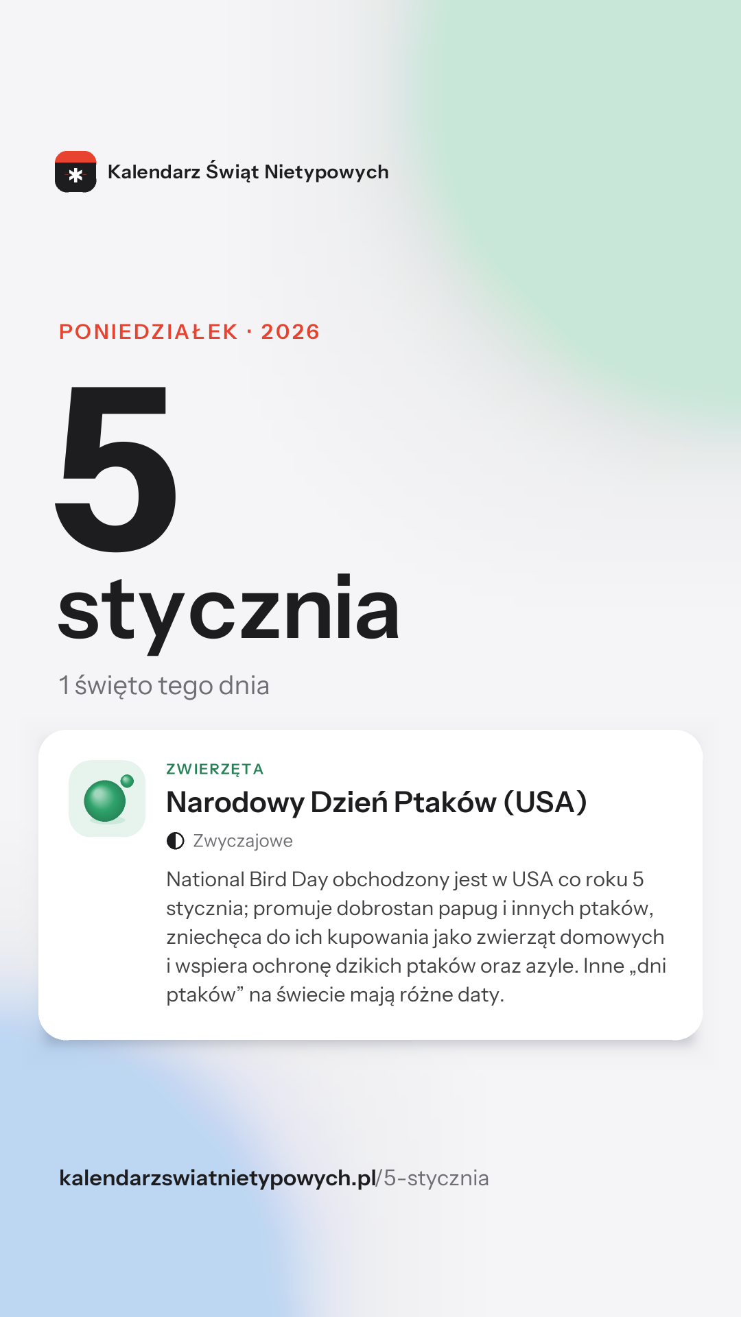 Grafika dnia 5 stycznia, format stories 9:16