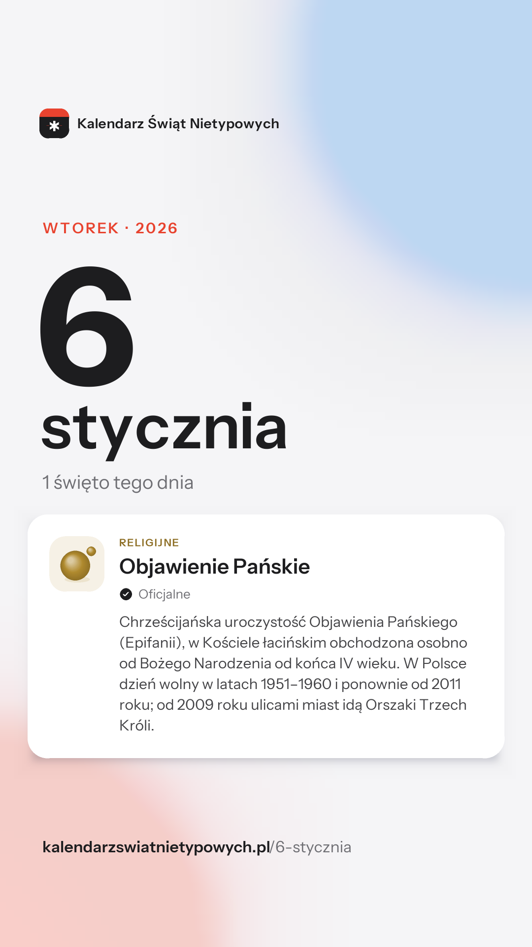 Grafika dnia 6 stycznia, format stories 9:16
