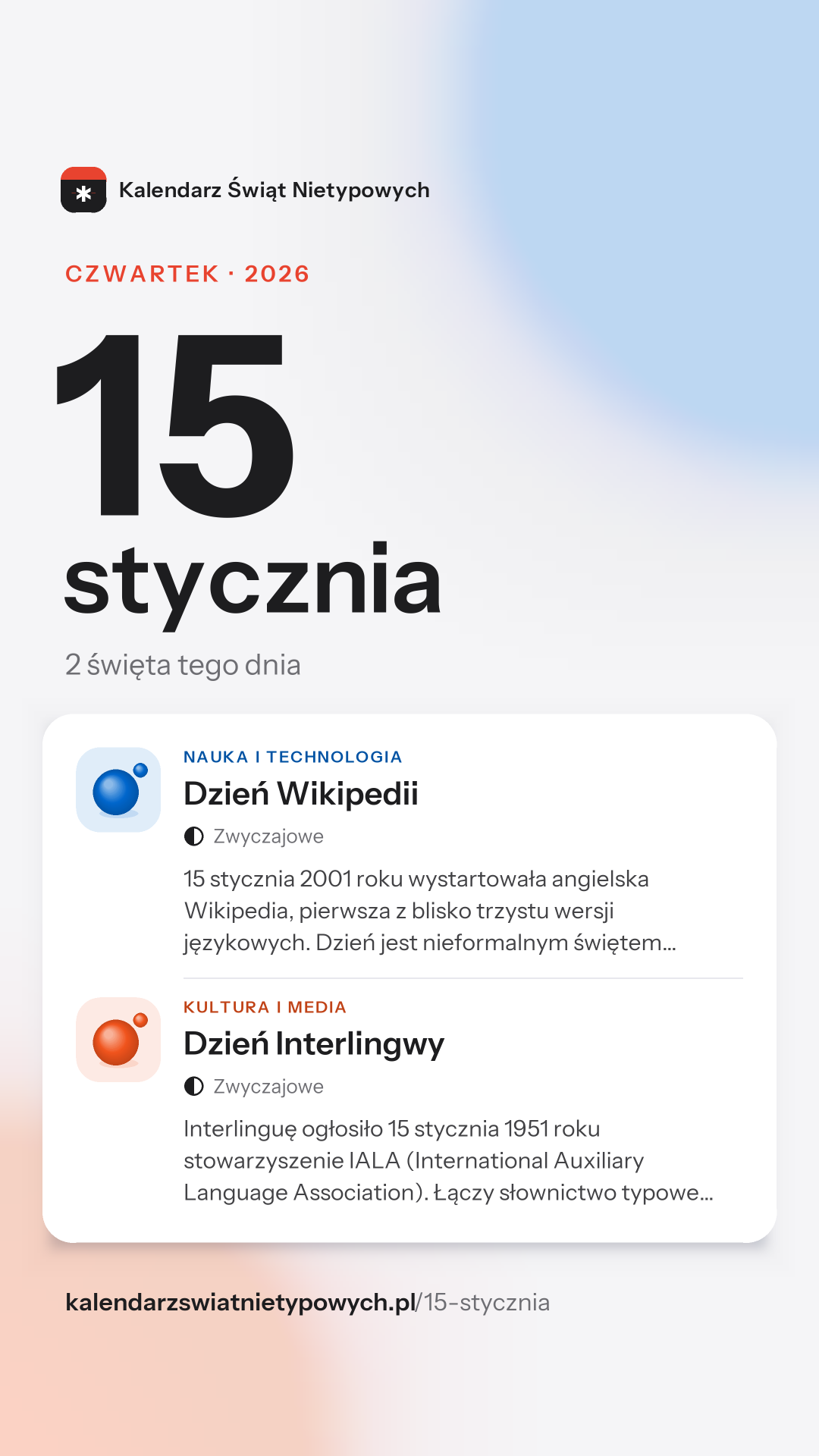 Grafika dnia 15 stycznia, format stories 9:16