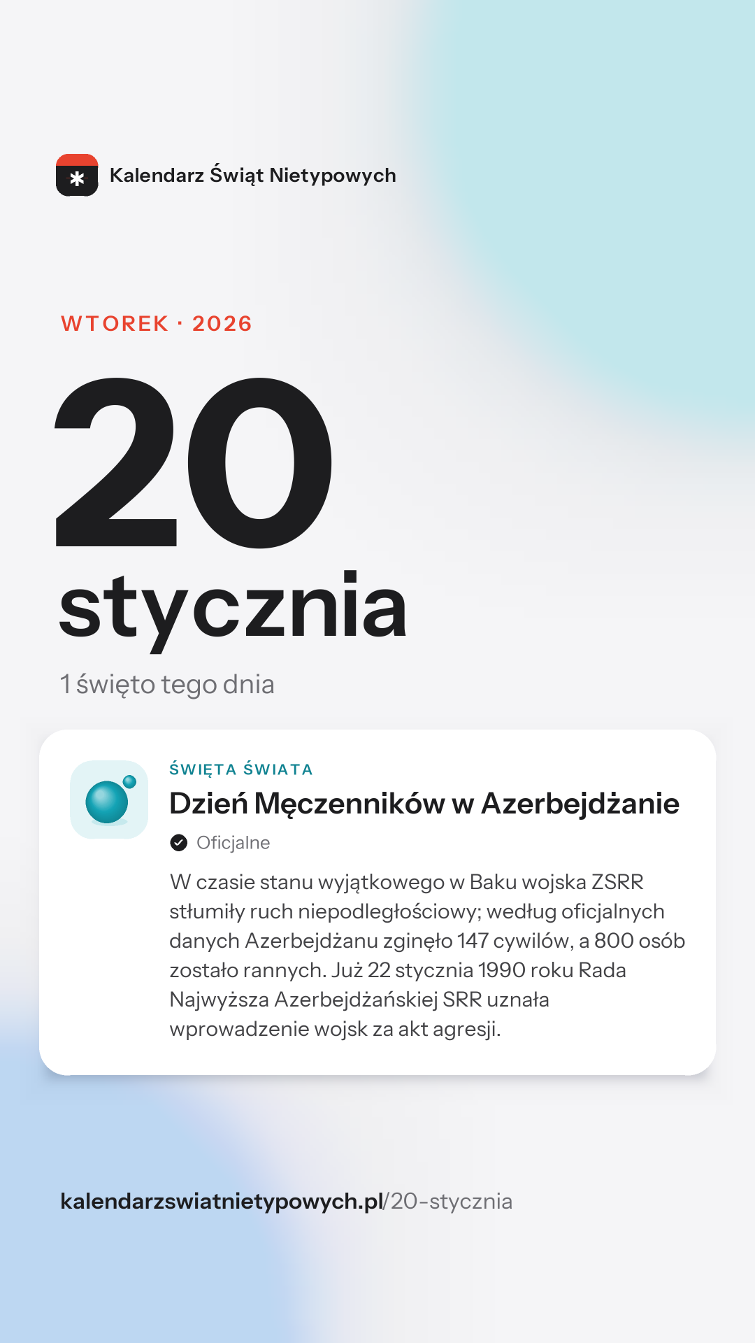 Grafika dnia 20 stycznia, format stories 9:16