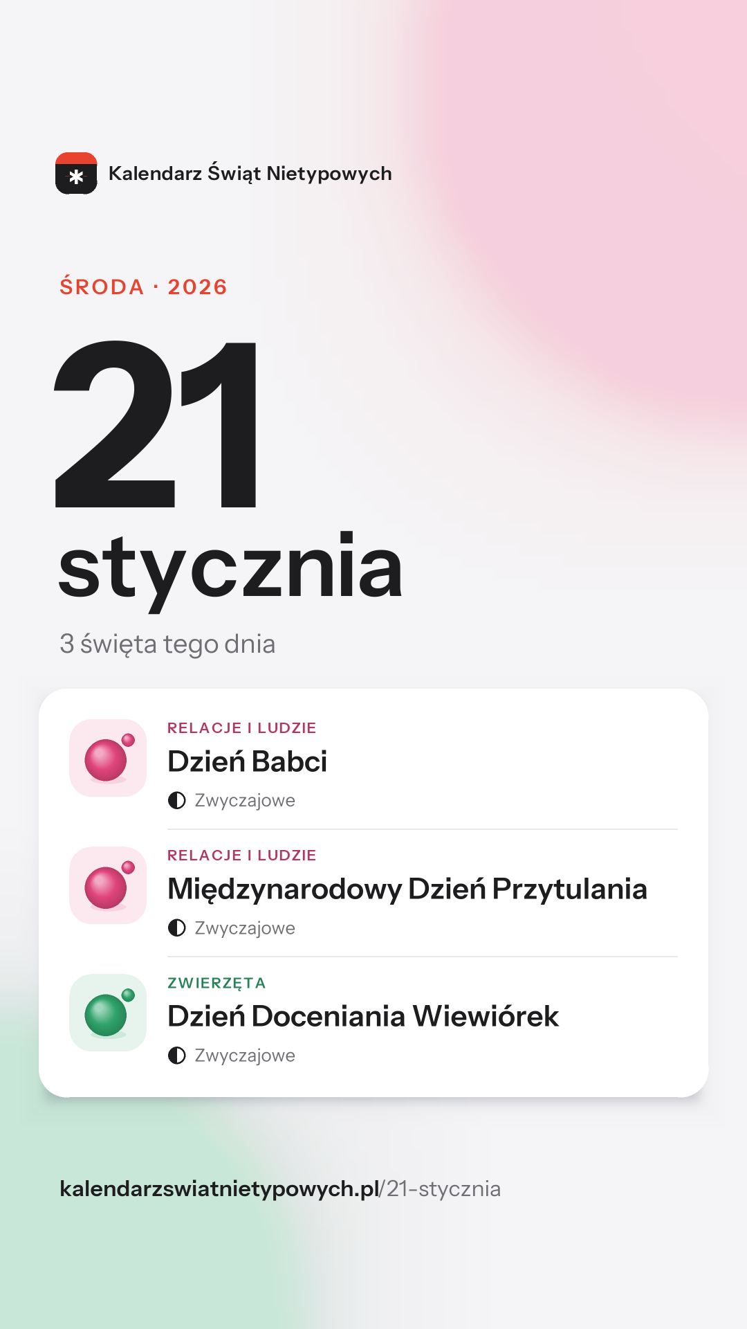 Grafika dnia 21 stycznia, format stories 9:16