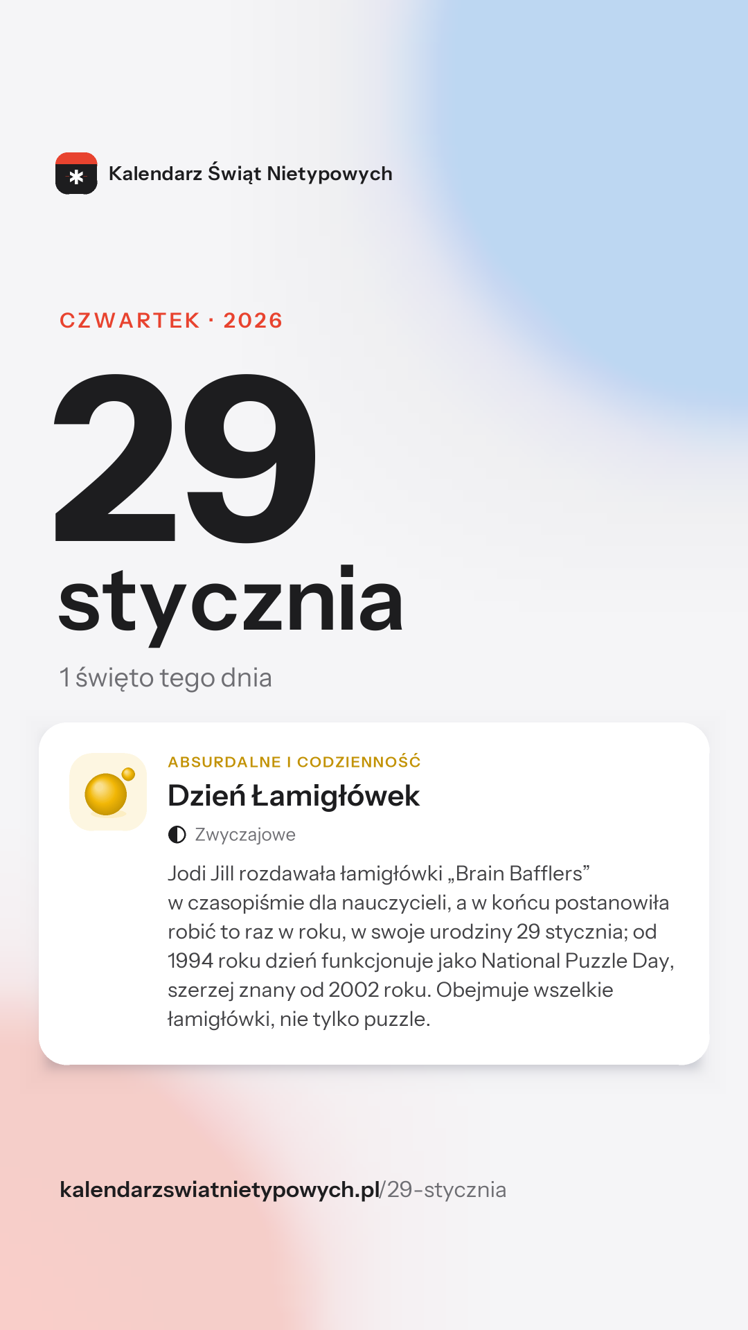 Grafika dnia 29 stycznia, format stories 9:16