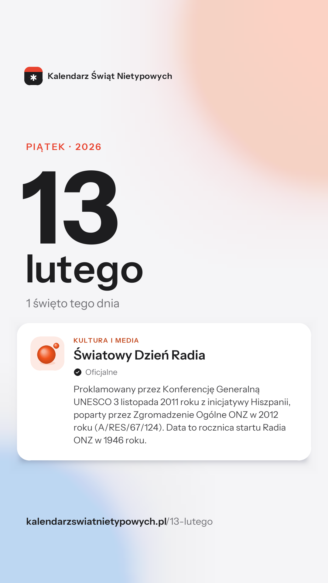 Grafika dnia 13 lutego, format stories 9:16