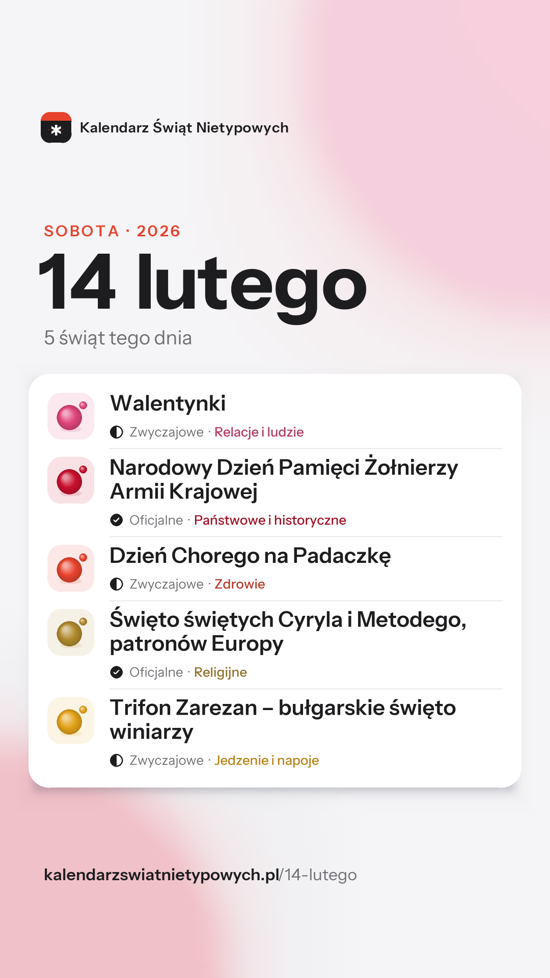 Grafika dnia 14 lutego, format stories 9:16