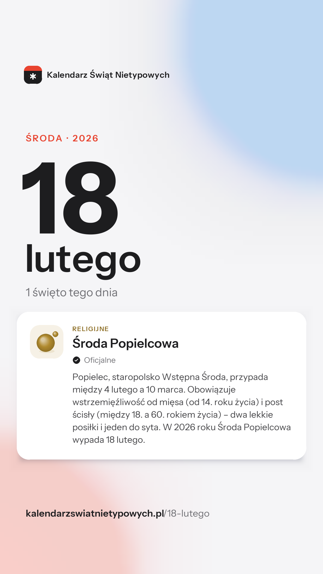 Grafika dnia 18 lutego, format stories 9:16