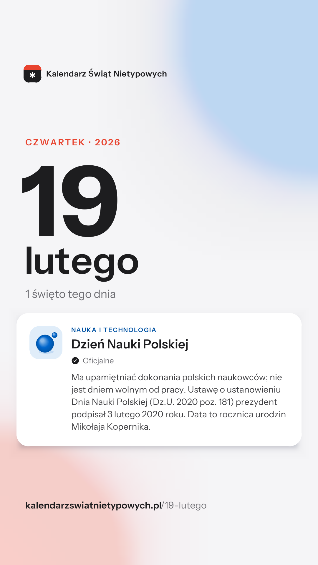Grafika dnia 19 lutego, format stories 9:16