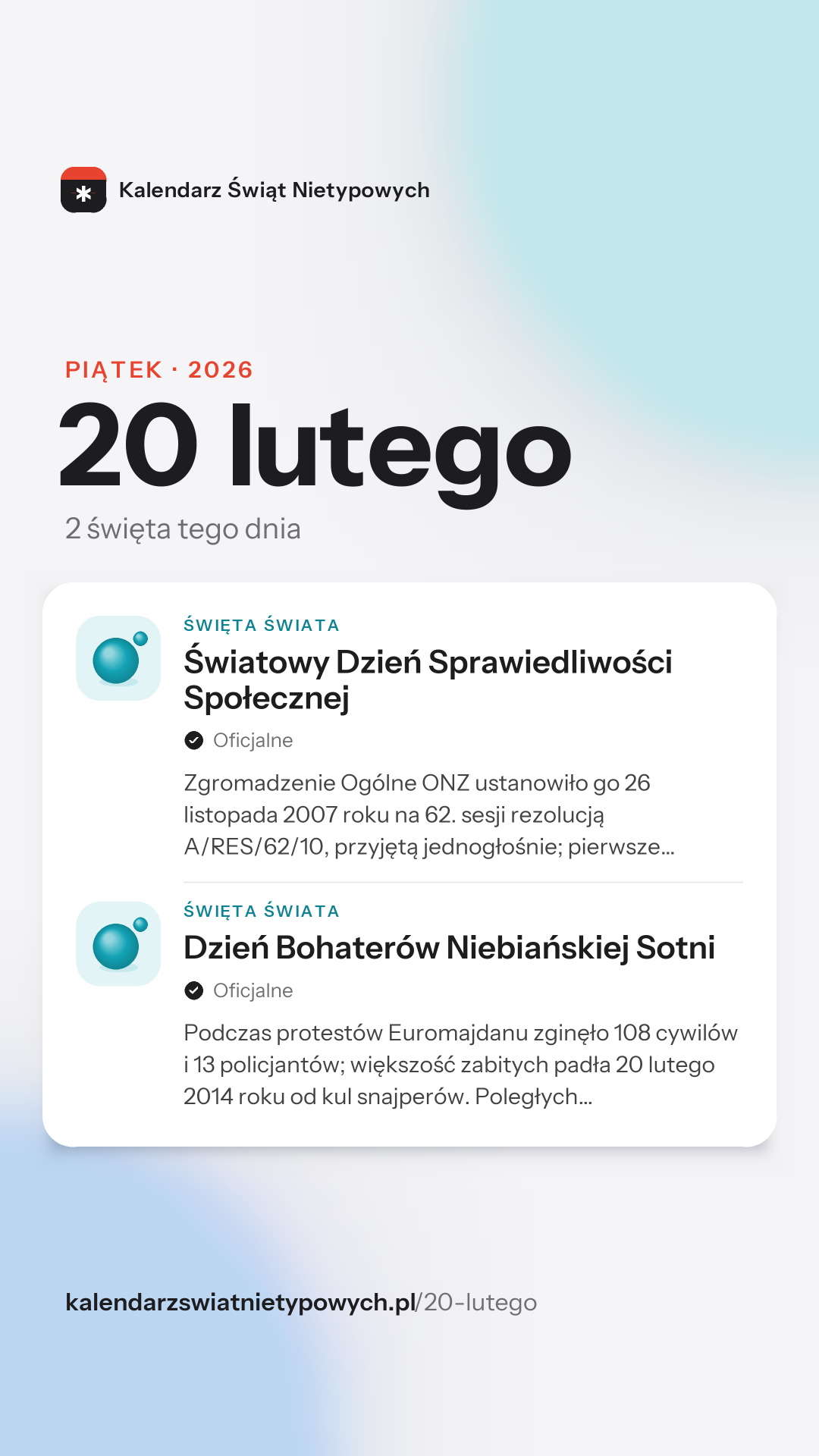 Grafika dnia 20 lutego, format stories 9:16