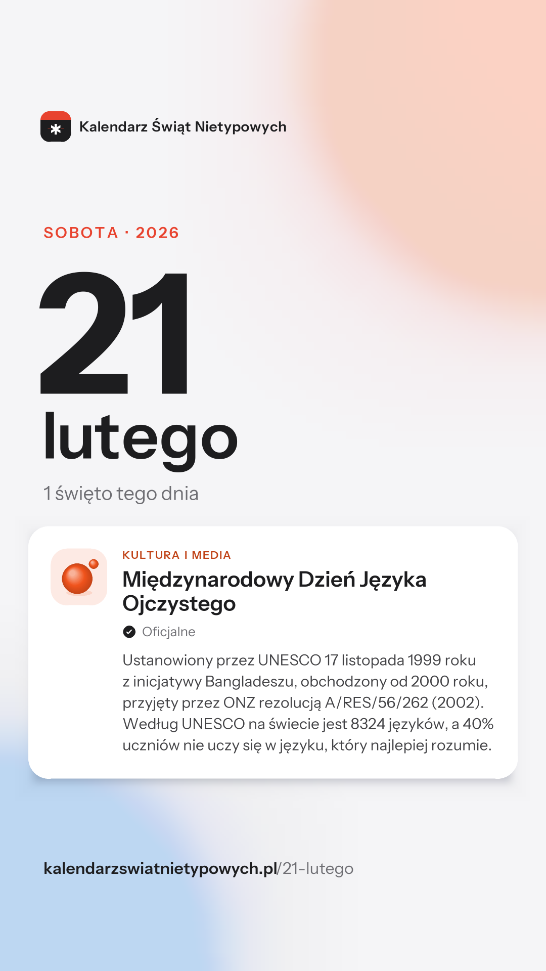 Grafika dnia 21 lutego, format stories 9:16