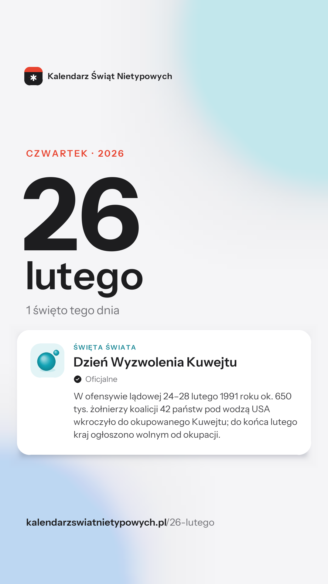 Grafika dnia 26 lutego, format stories 9:16