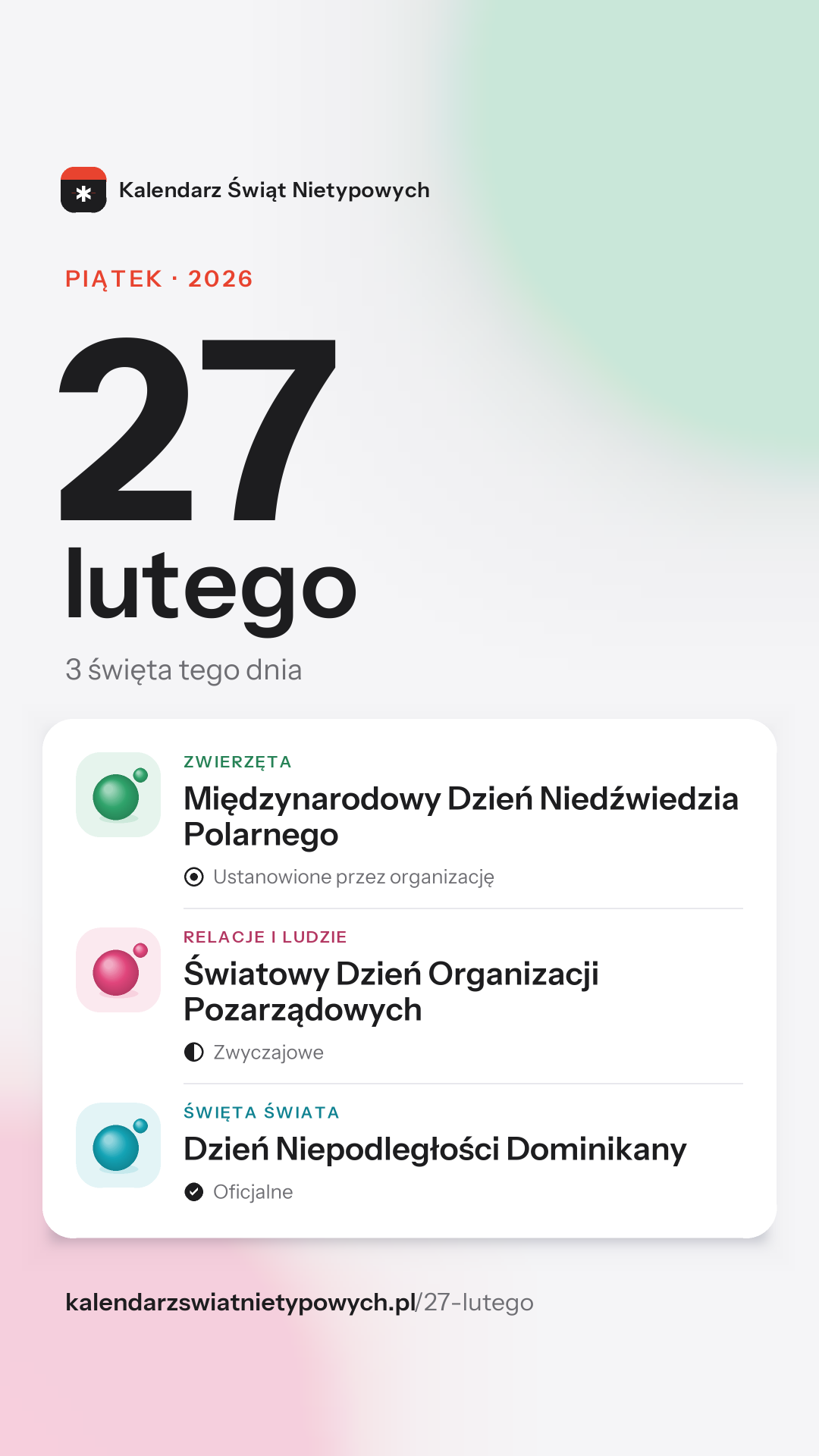 Grafika dnia 27 lutego, format stories 9:16