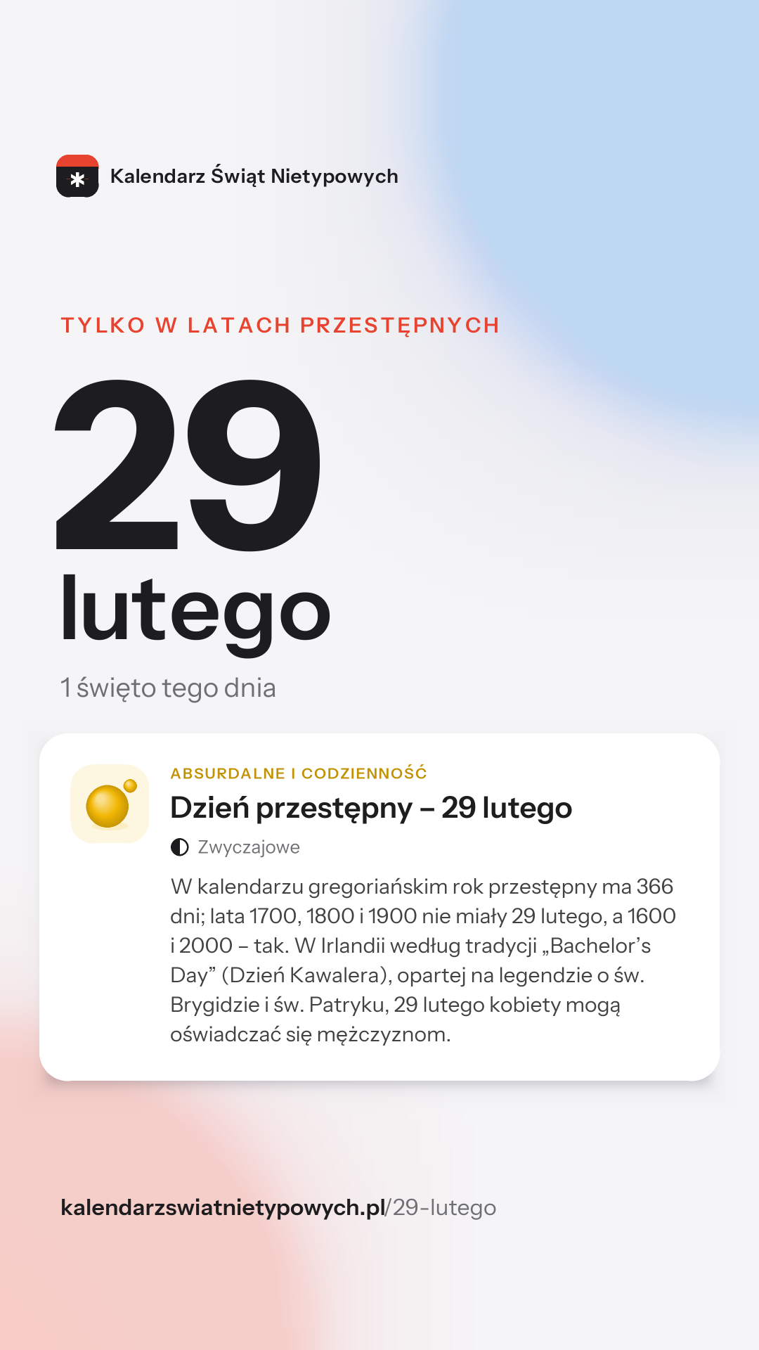 Grafika dnia 29 lutego, format stories 9:16