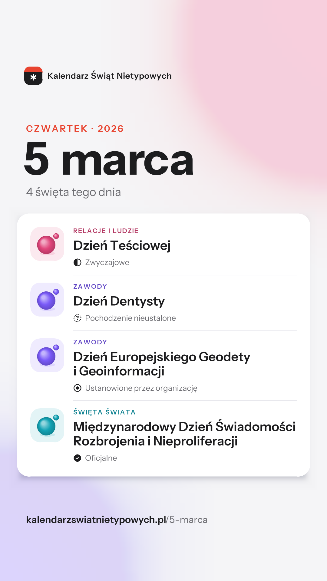 Grafika dnia 5 marca, format stories 9:16