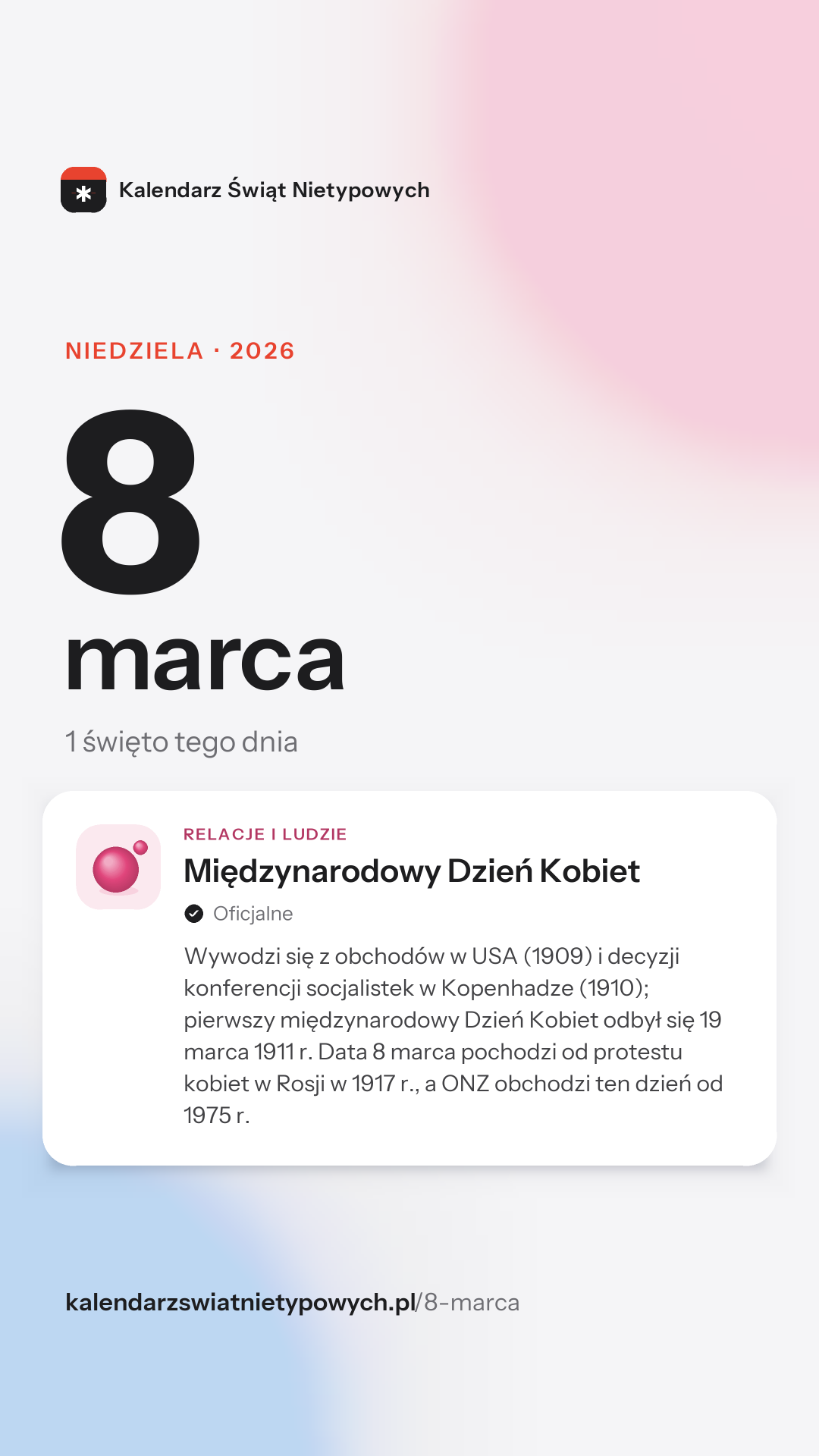 Grafika dnia 8 marca, format stories 9:16