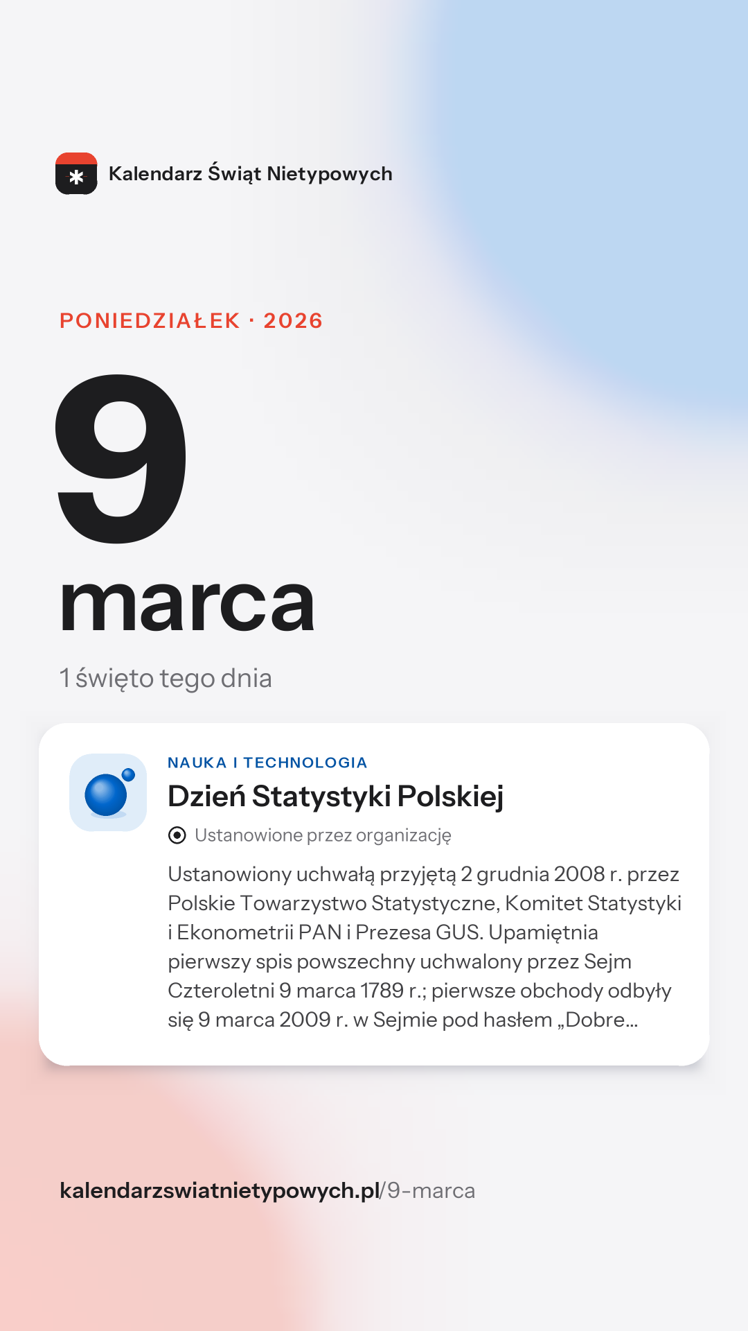 Grafika dnia 9 marca, format stories 9:16