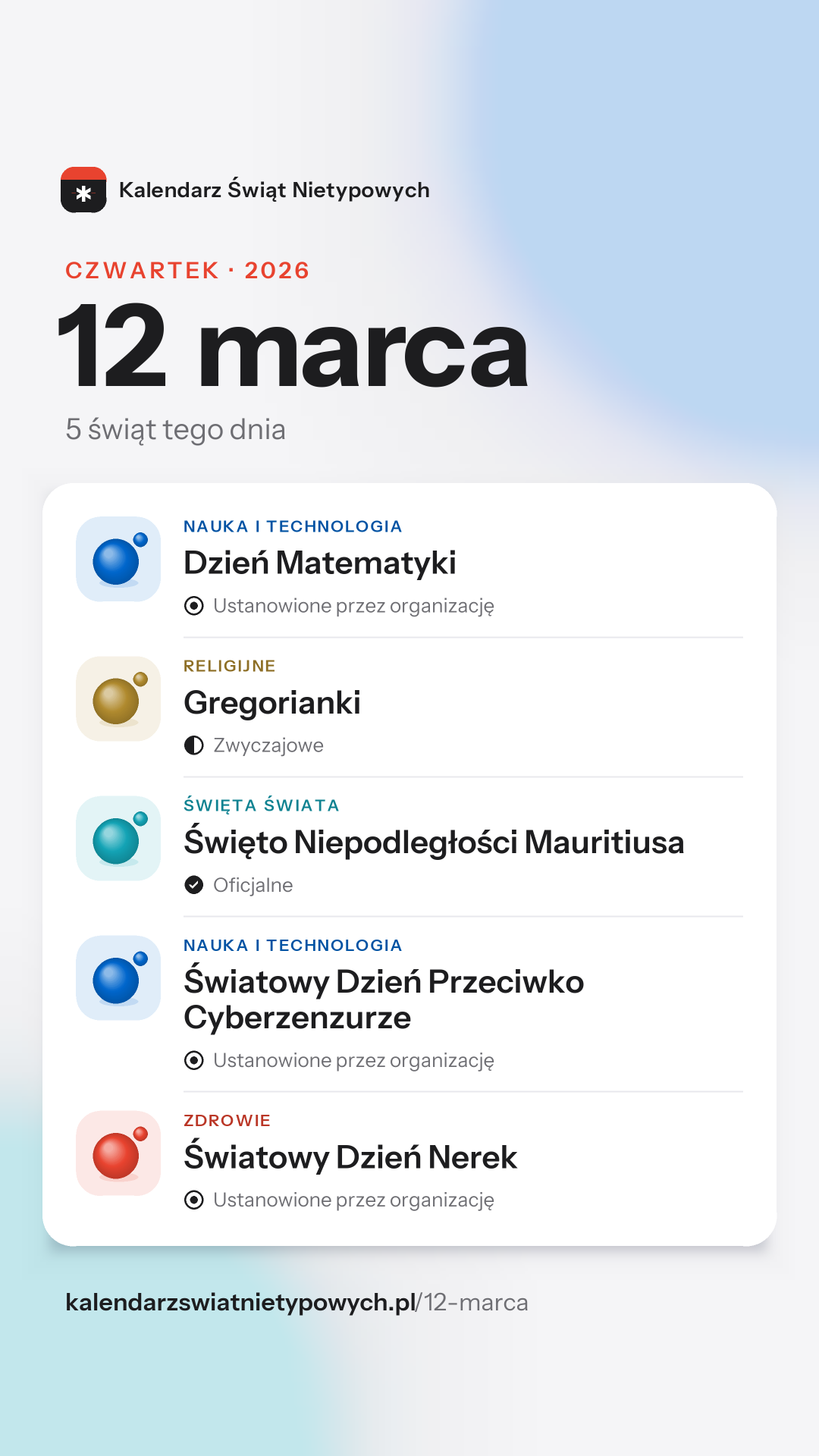 Grafika dnia 12 marca, format stories 9:16