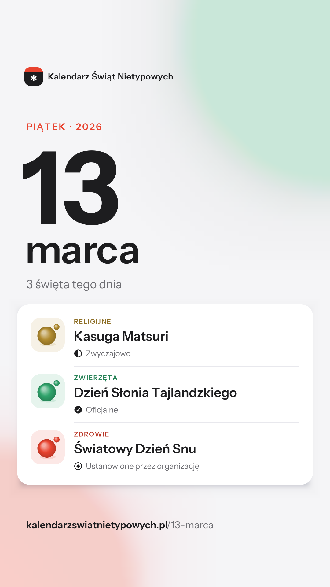 Grafika dnia 13 marca, format stories 9:16