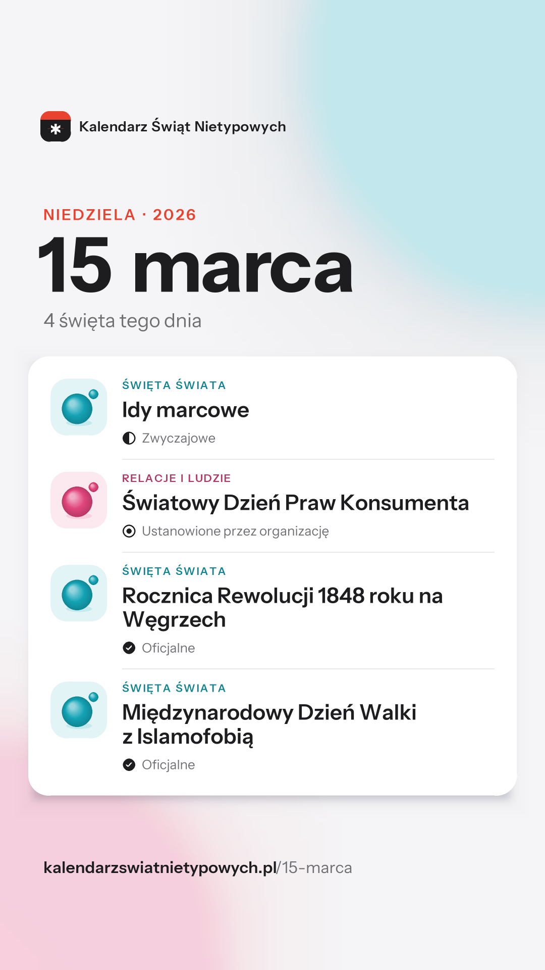 Grafika dnia 15 marca, format stories 9:16
