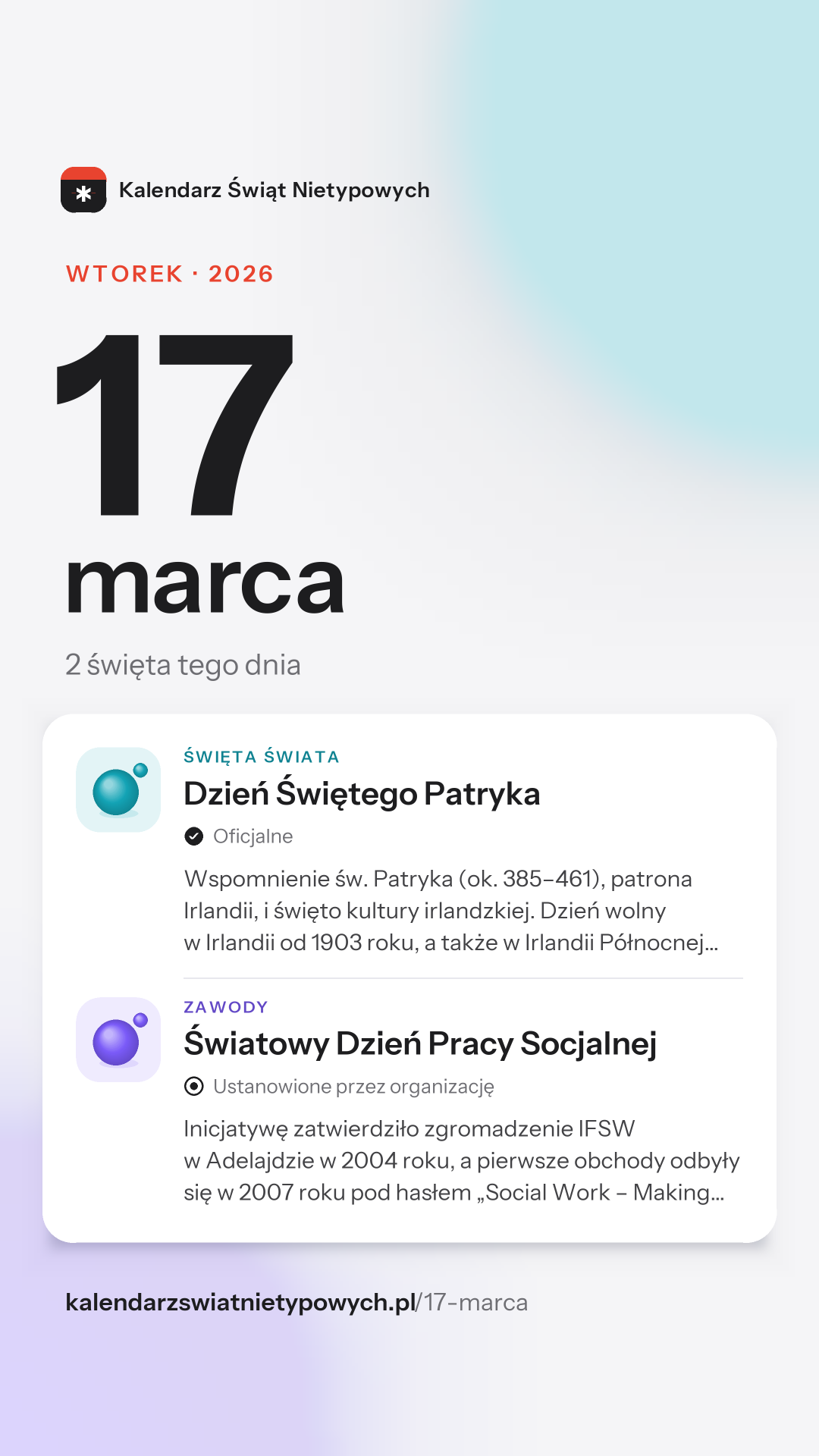 Grafika dnia 17 marca, format stories 9:16