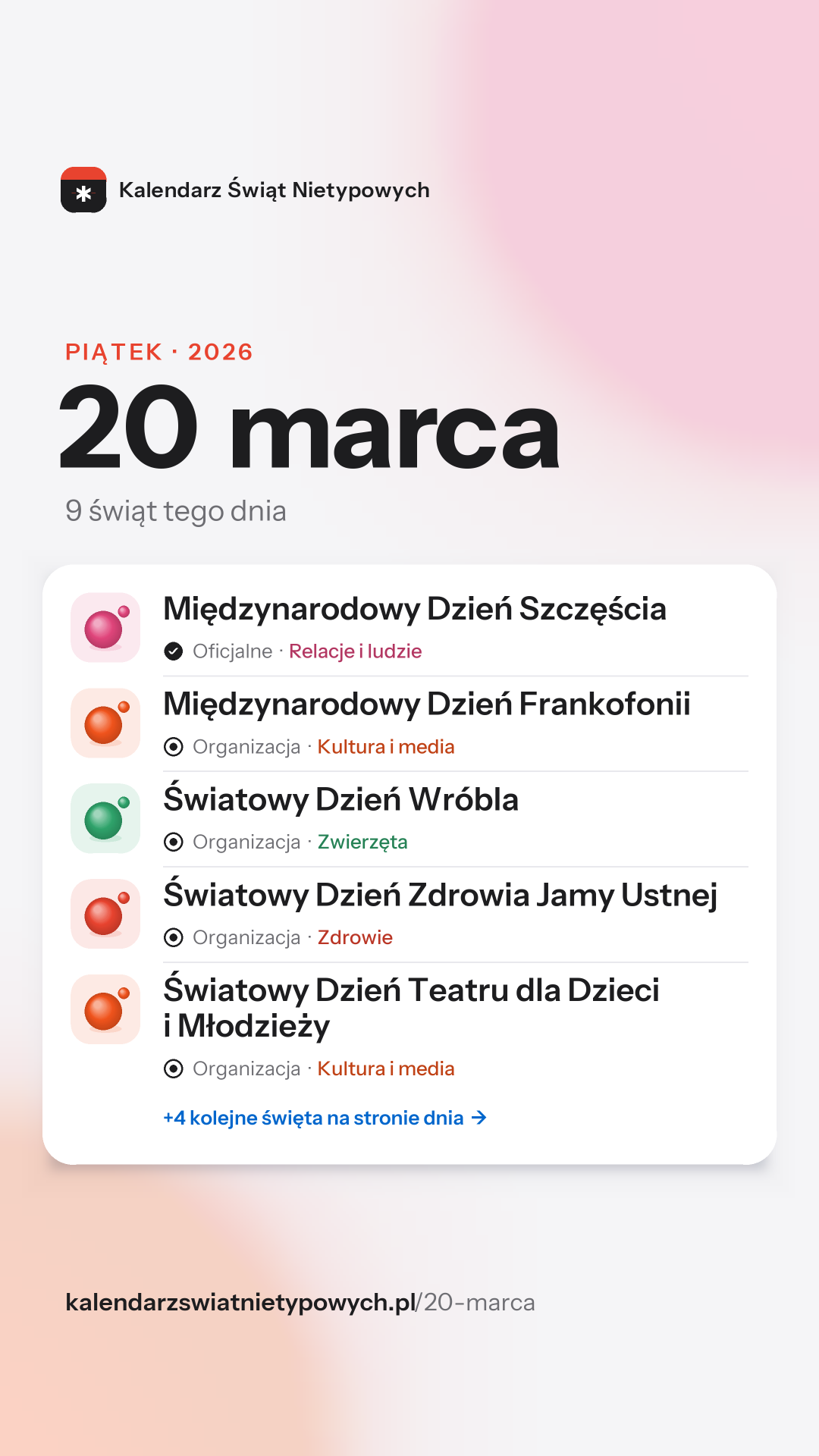 Grafika dnia 20 marca, format stories 9:16