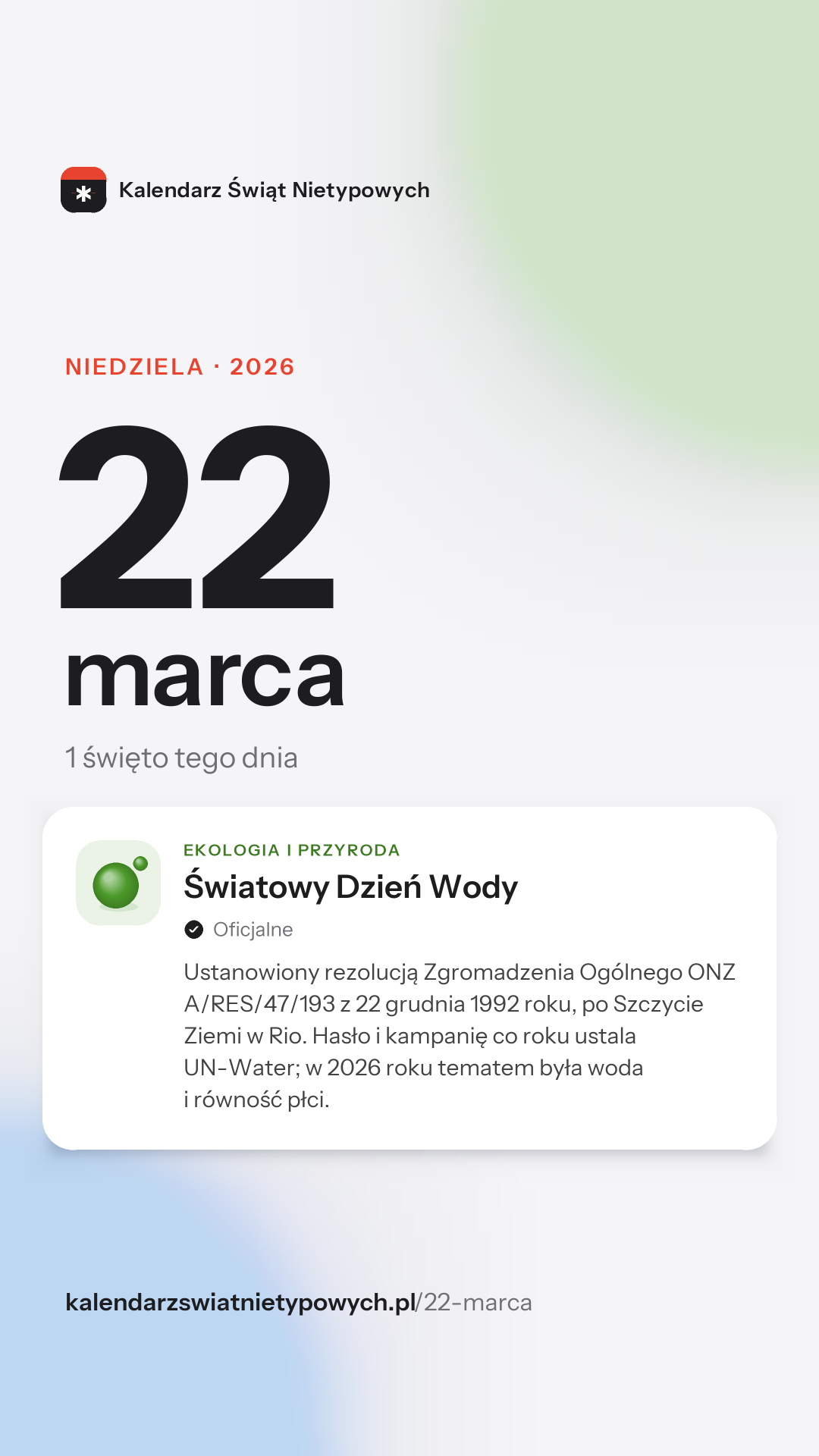 Grafika dnia 22 marca, format stories 9:16