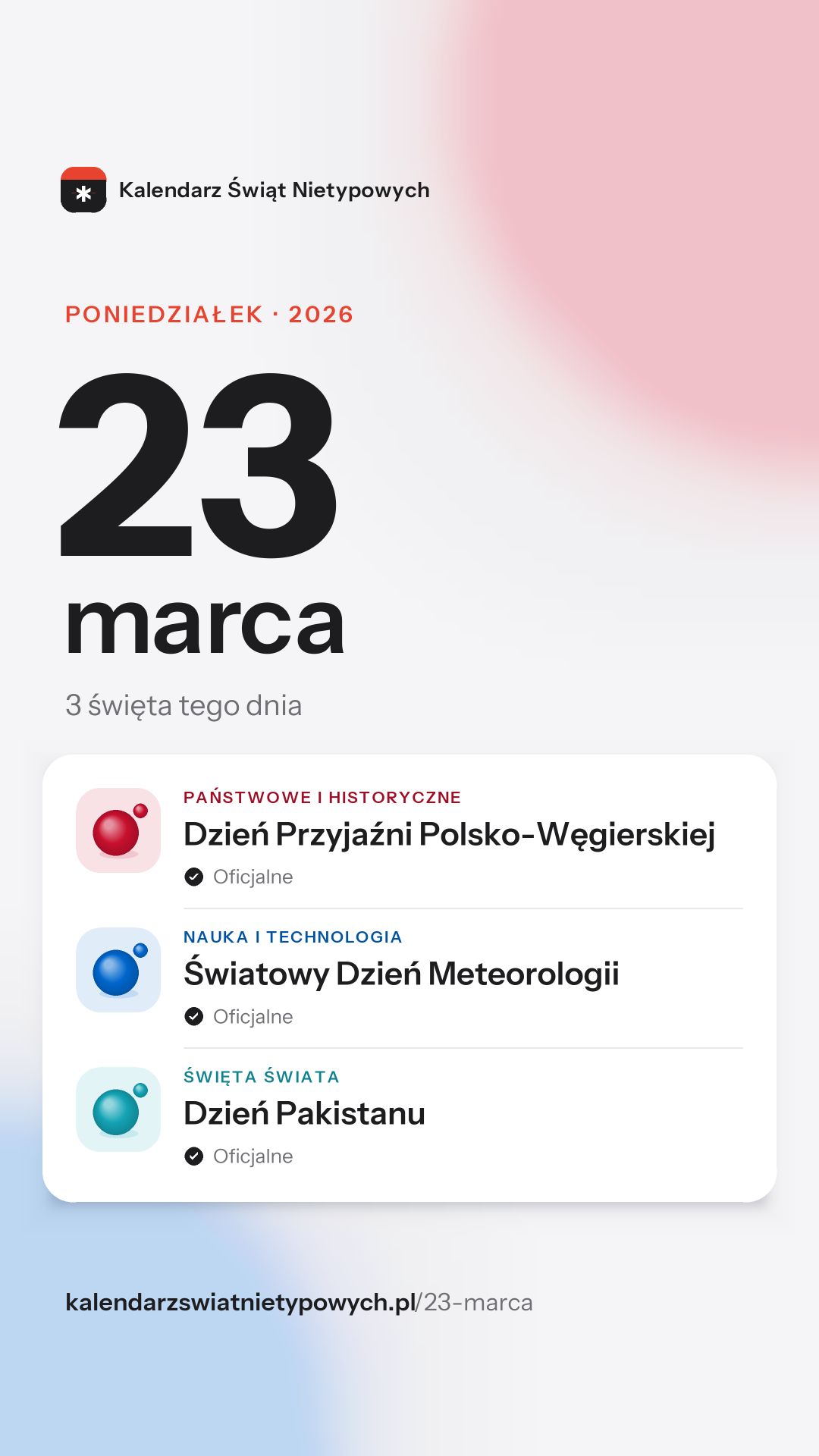 Grafika dnia 23 marca, format stories 9:16