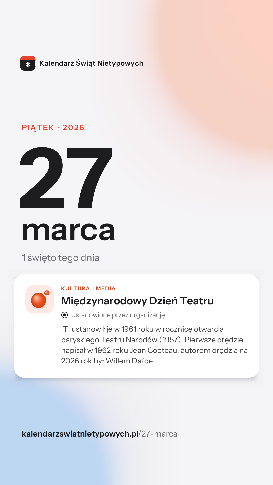 Grafika dnia 27 marca, format stories 9:16