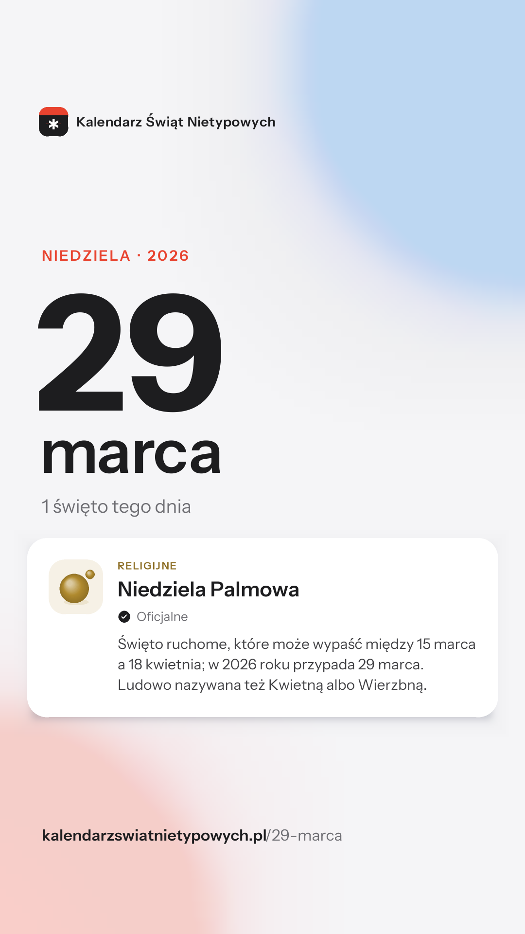 Grafika dnia 29 marca, format stories 9:16