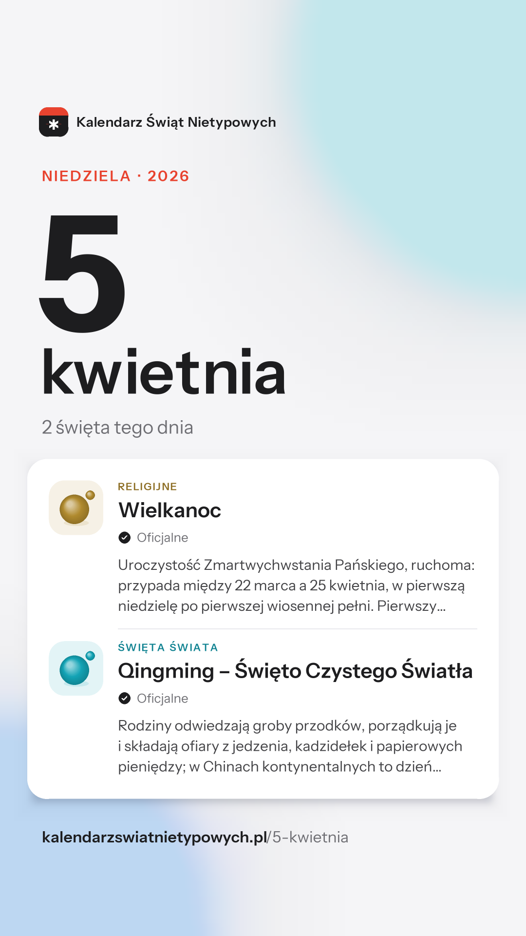 Grafika dnia 5 kwietnia, format stories 9:16
