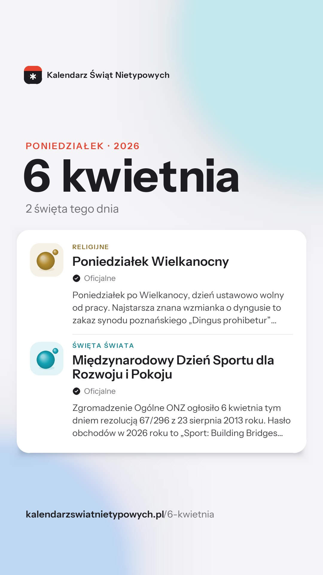 Grafika dnia 6 kwietnia, format stories 9:16