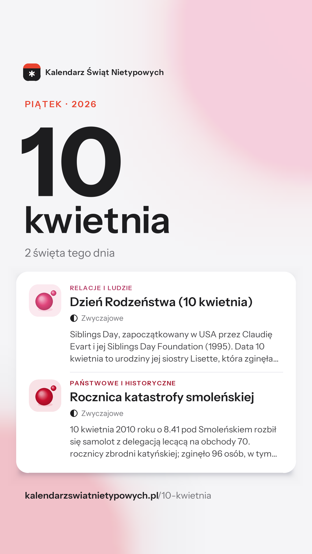 Grafika dnia 10 kwietnia, format stories 9:16
