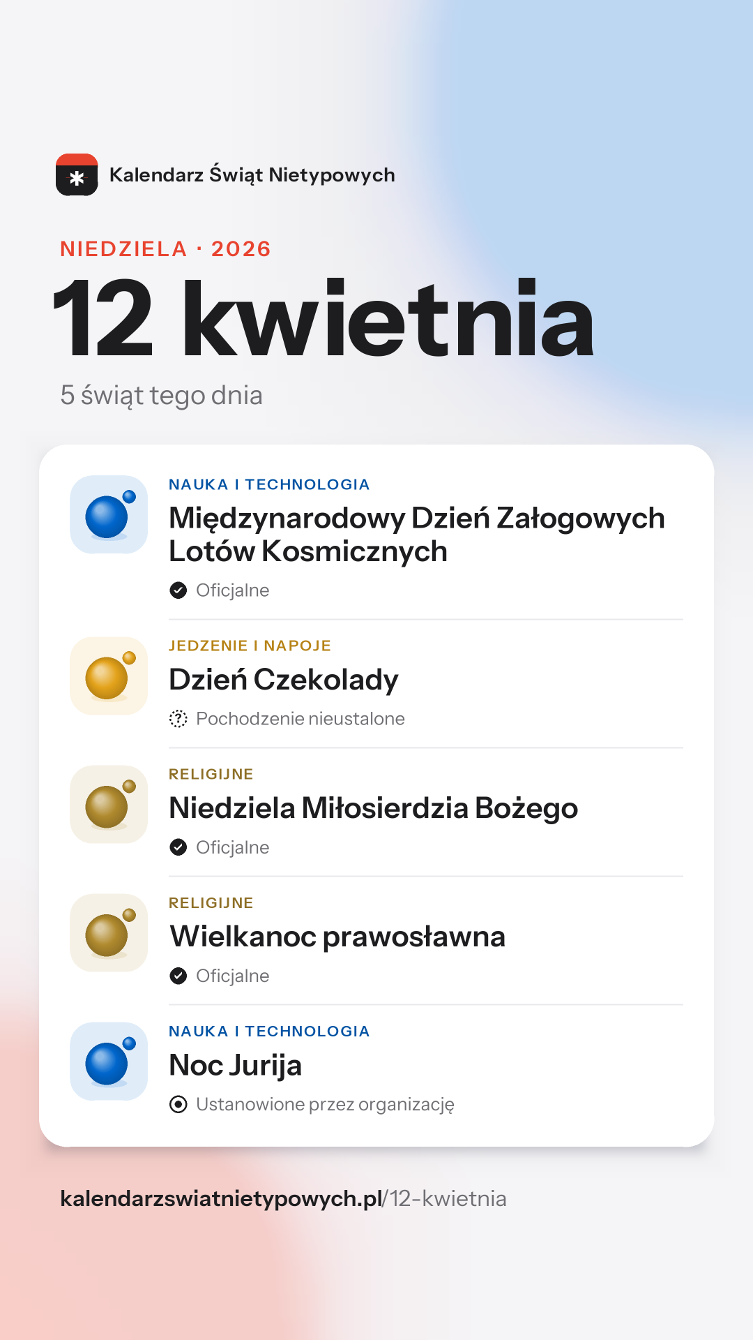 Grafika dnia 12 kwietnia, format stories 9:16