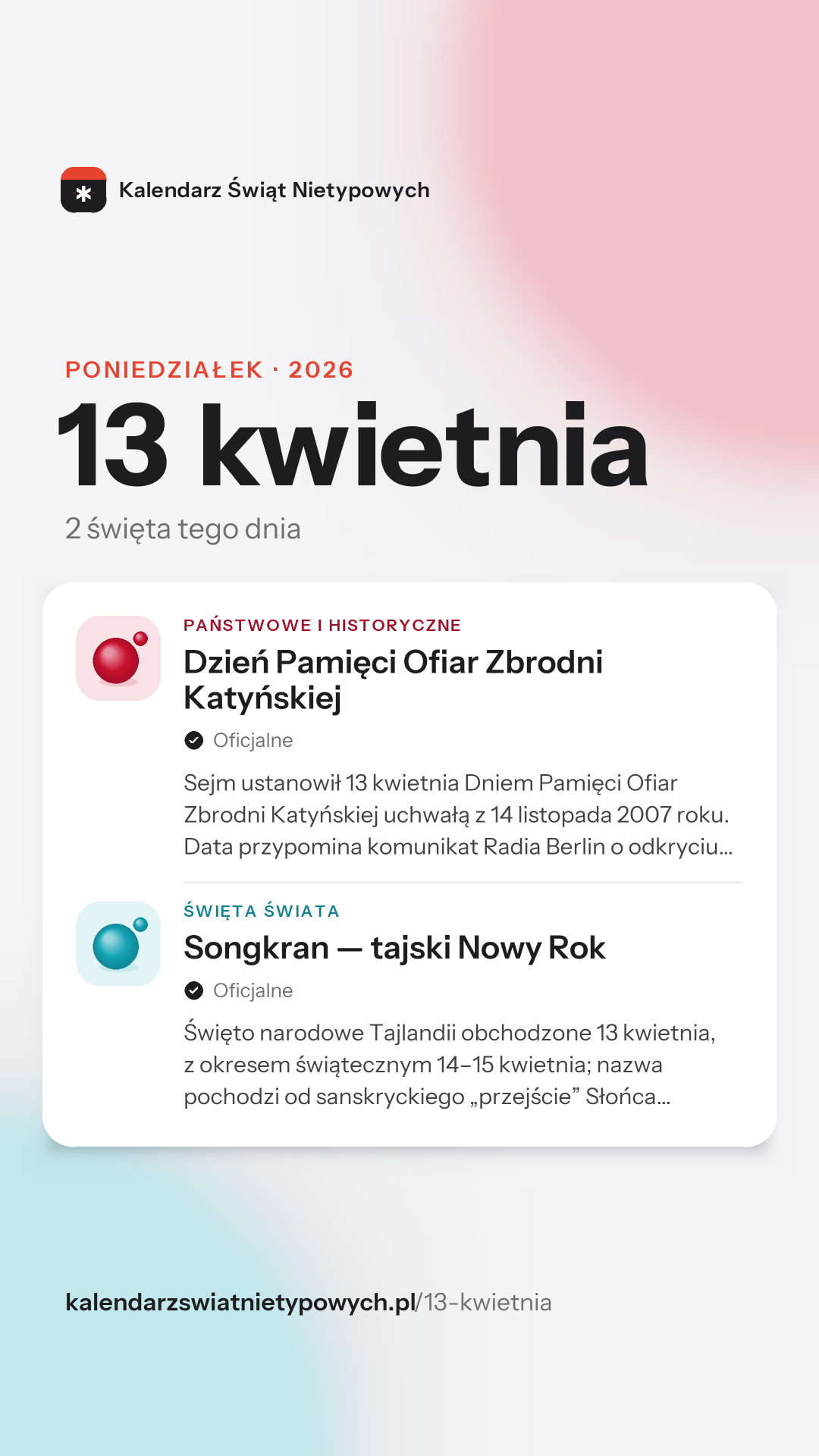Grafika dnia 13 kwietnia, format stories 9:16