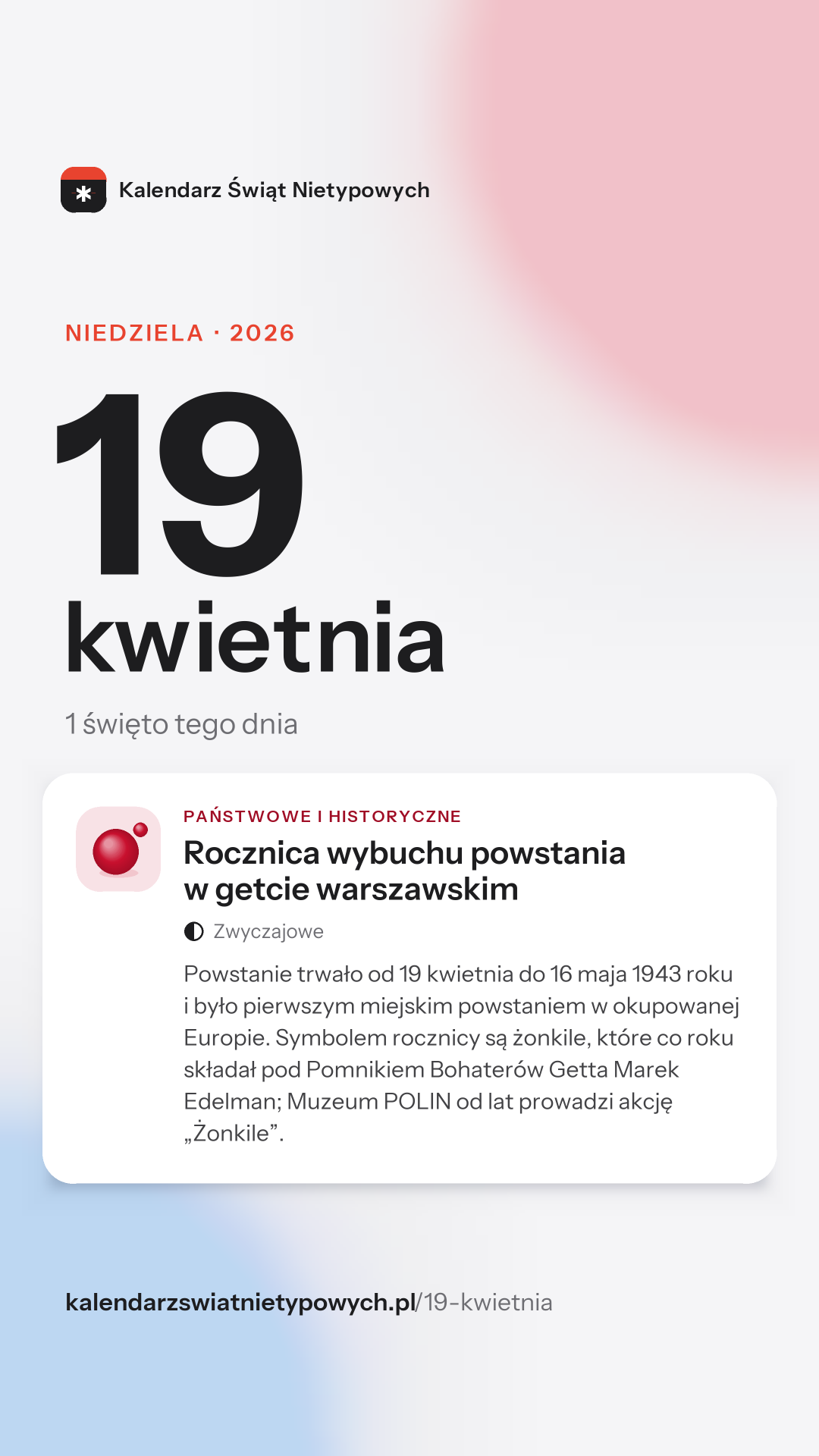 Grafika dnia 19 kwietnia, format stories 9:16