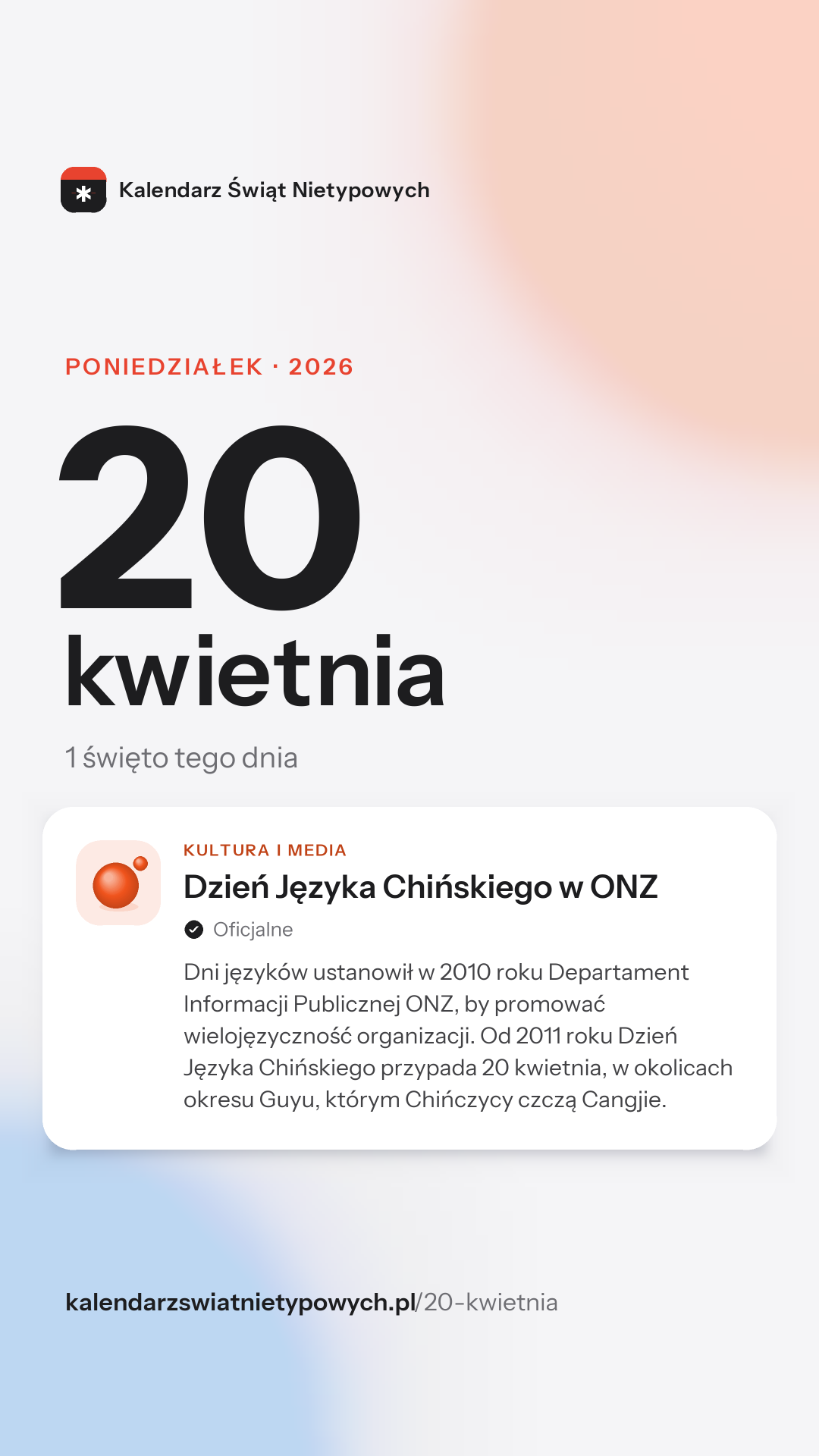 Grafika dnia 20 kwietnia, format stories 9:16