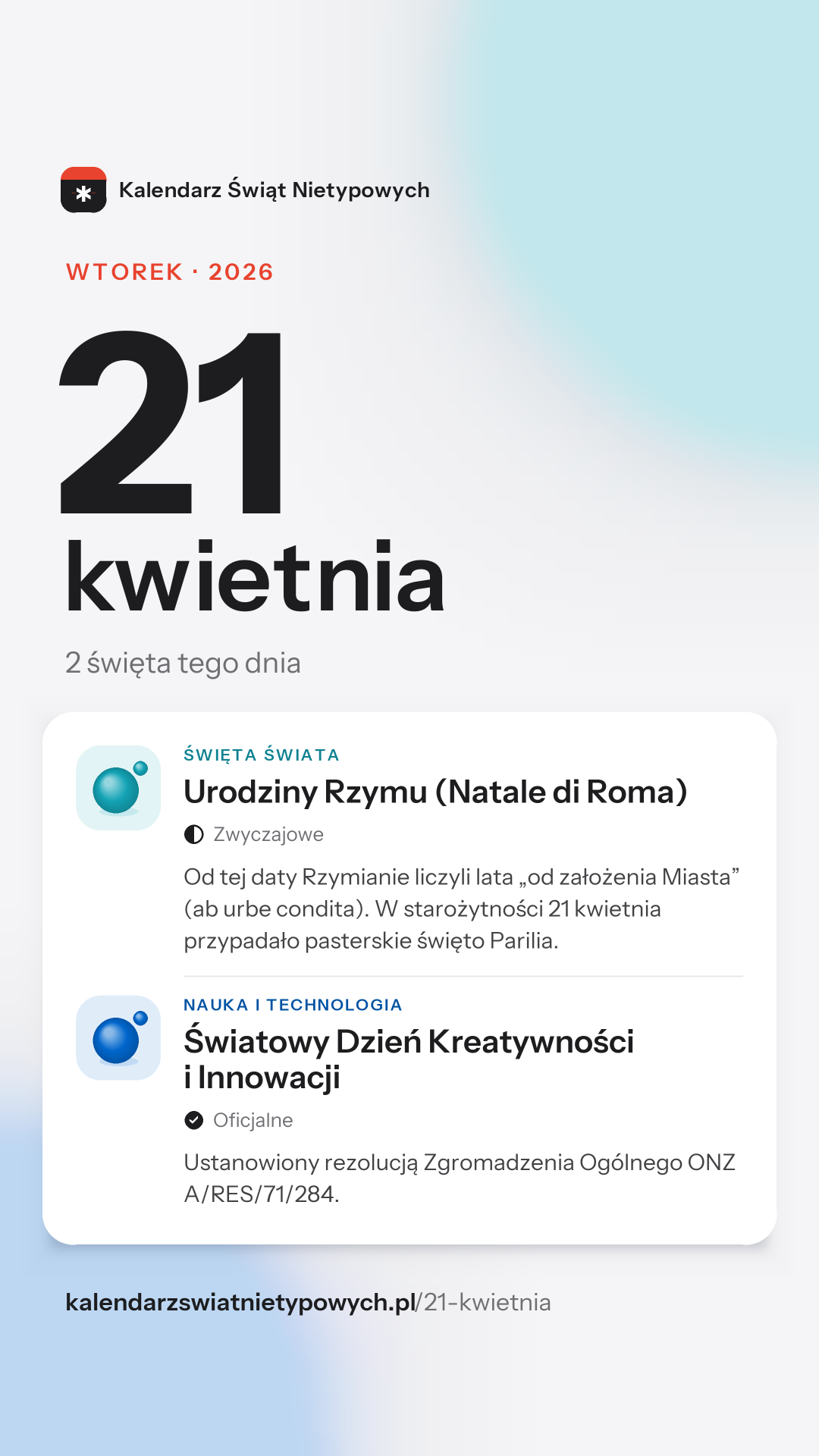Grafika dnia 21 kwietnia, format stories 9:16