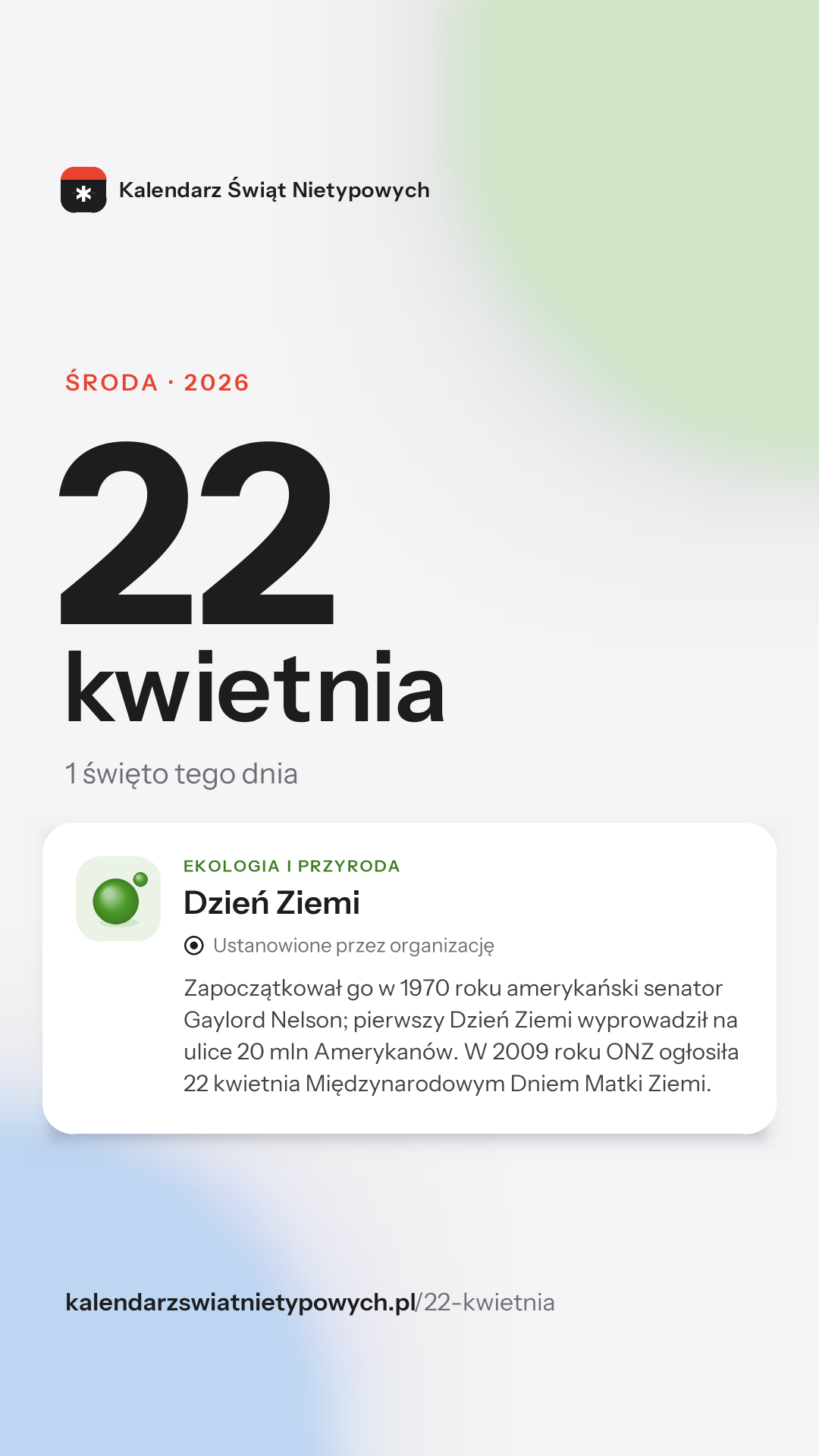 Grafika dnia 22 kwietnia, format stories 9:16