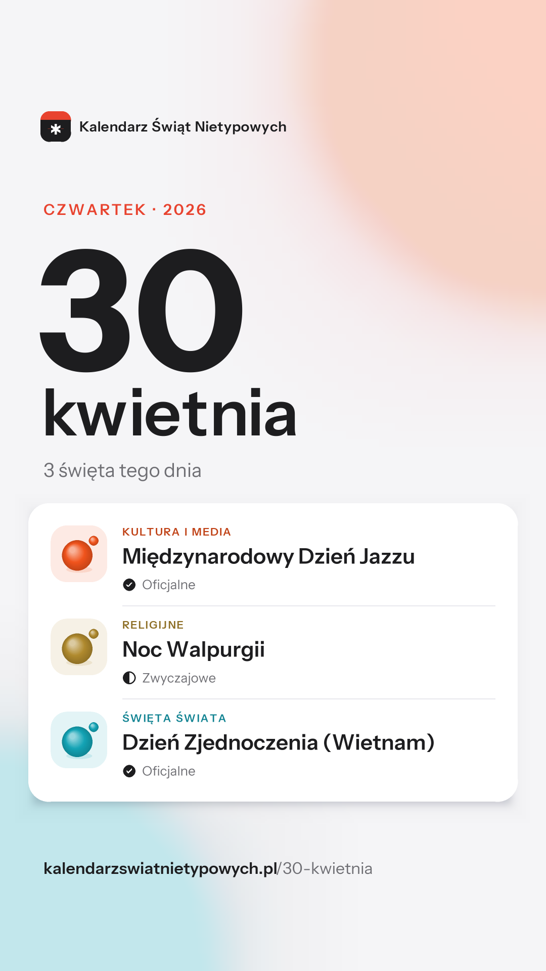 Grafika dnia 30 kwietnia, format stories 9:16