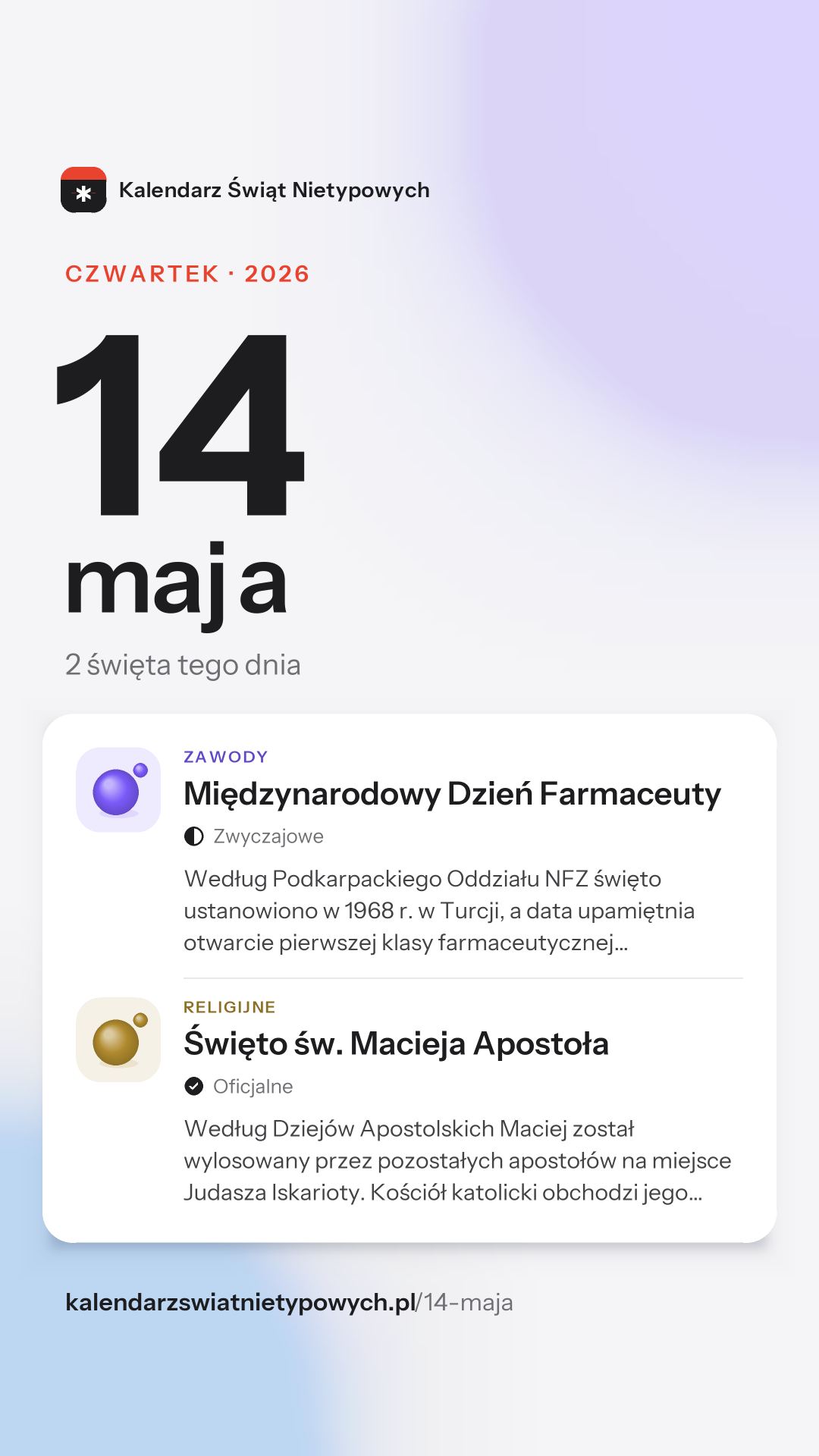 Grafika dnia 14 maja, format stories 9:16