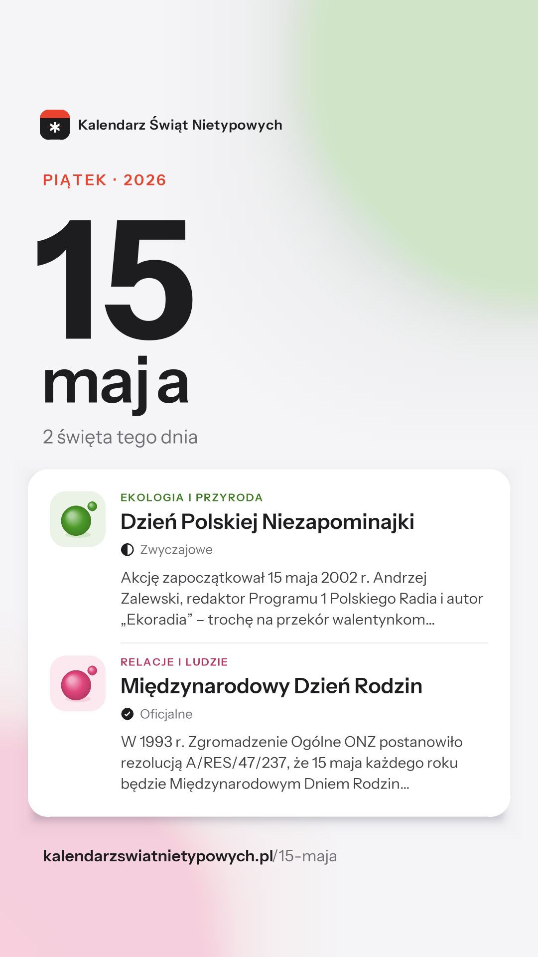 Grafika dnia 15 maja, format stories 9:16