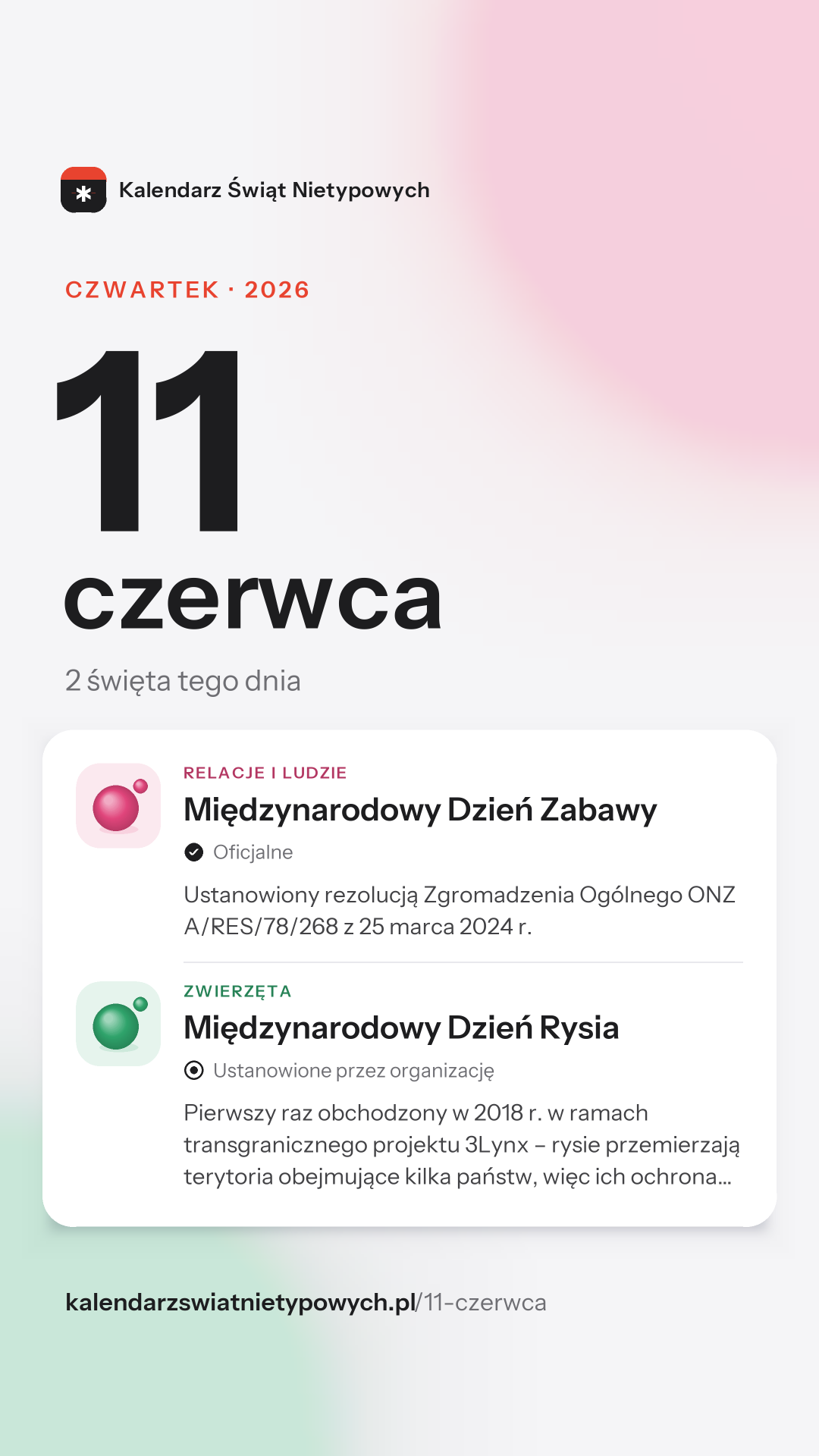 Grafika dnia 11 czerwca, format stories 9:16