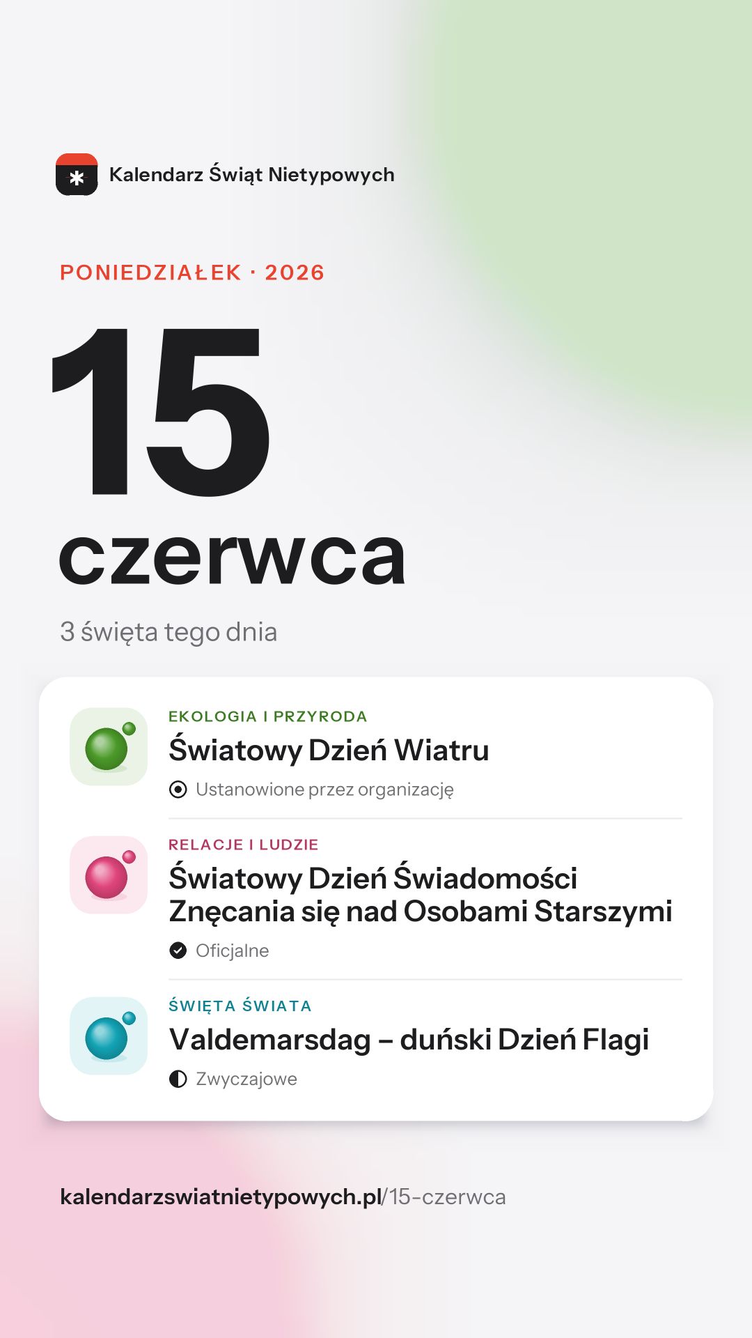 Grafika dnia 15 czerwca, format stories 9:16