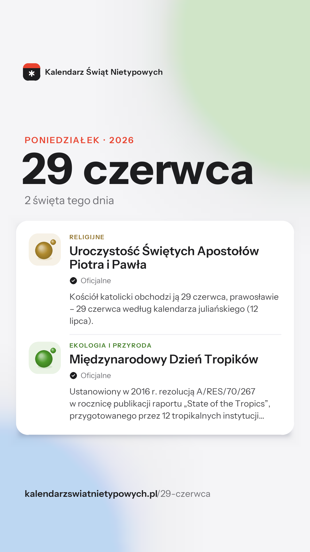 Grafika dnia 29 czerwca, format stories 9:16