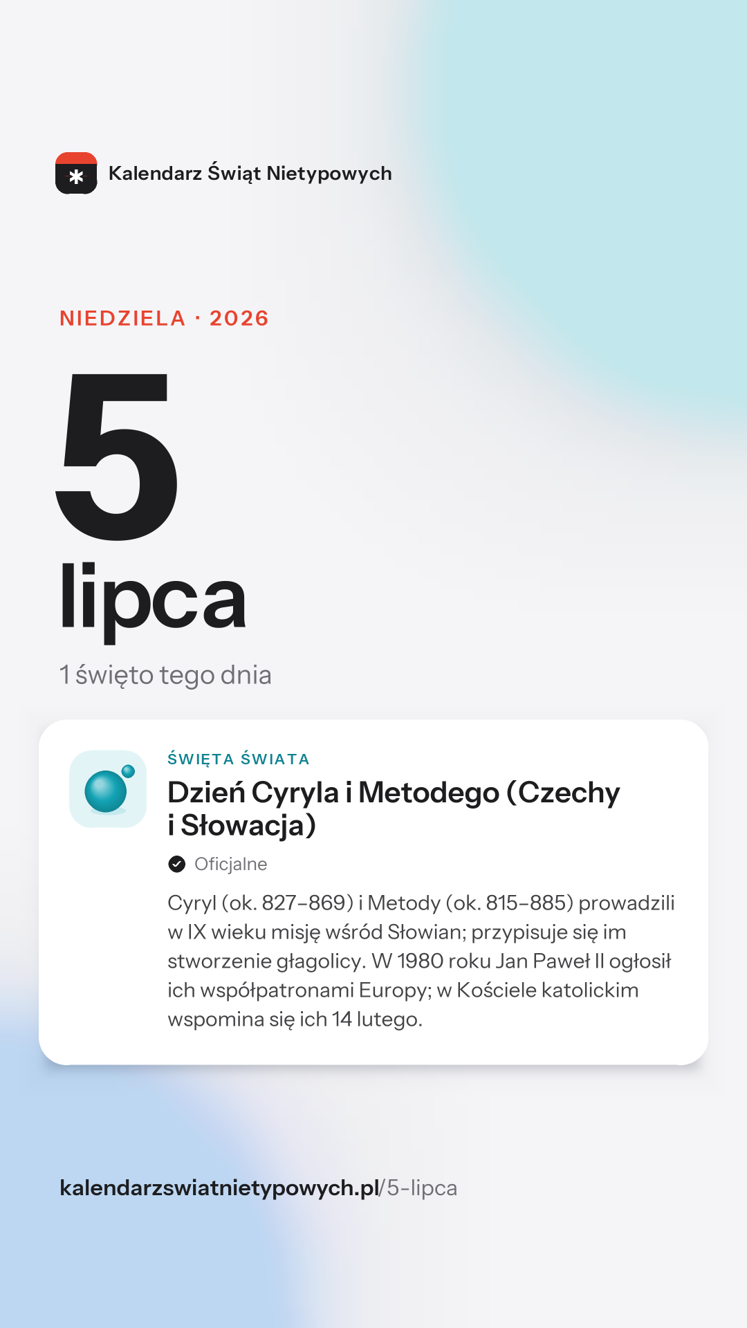 Grafika dnia 5 lipca, format stories 9:16