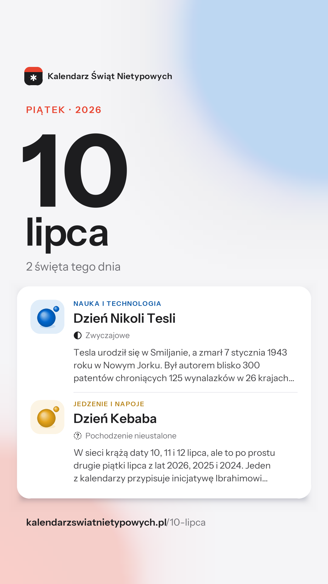 Grafika dnia 10 lipca, format stories 9:16