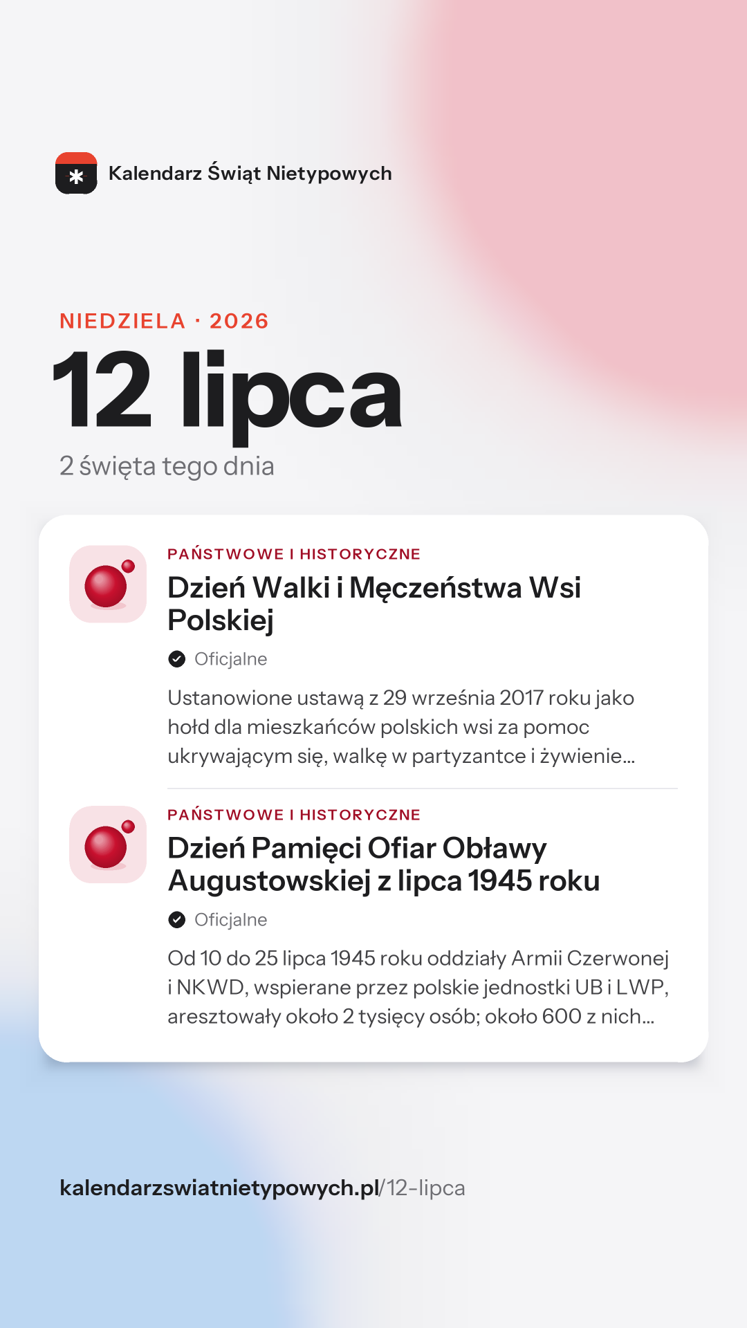 Grafika dnia 12 lipca, format stories 9:16