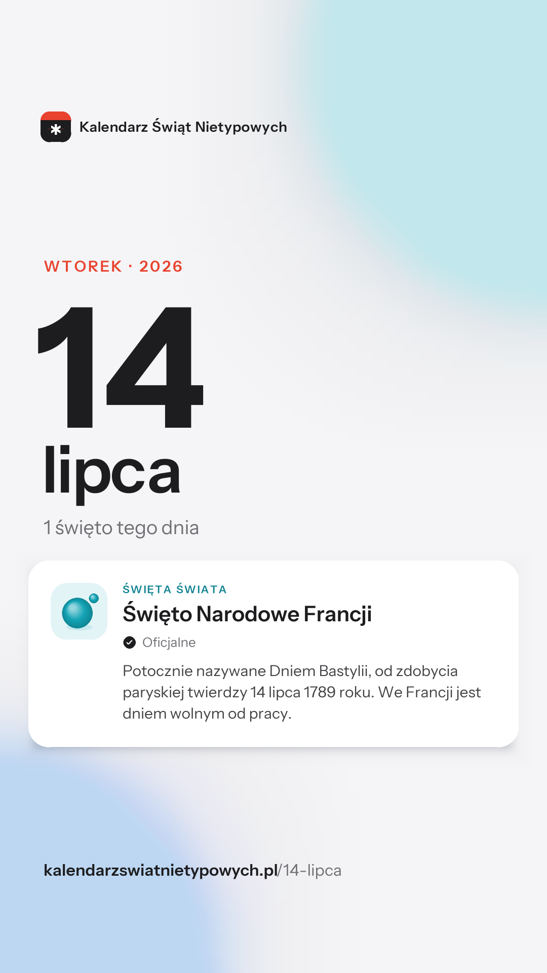 Grafika dnia 14 lipca, format stories 9:16