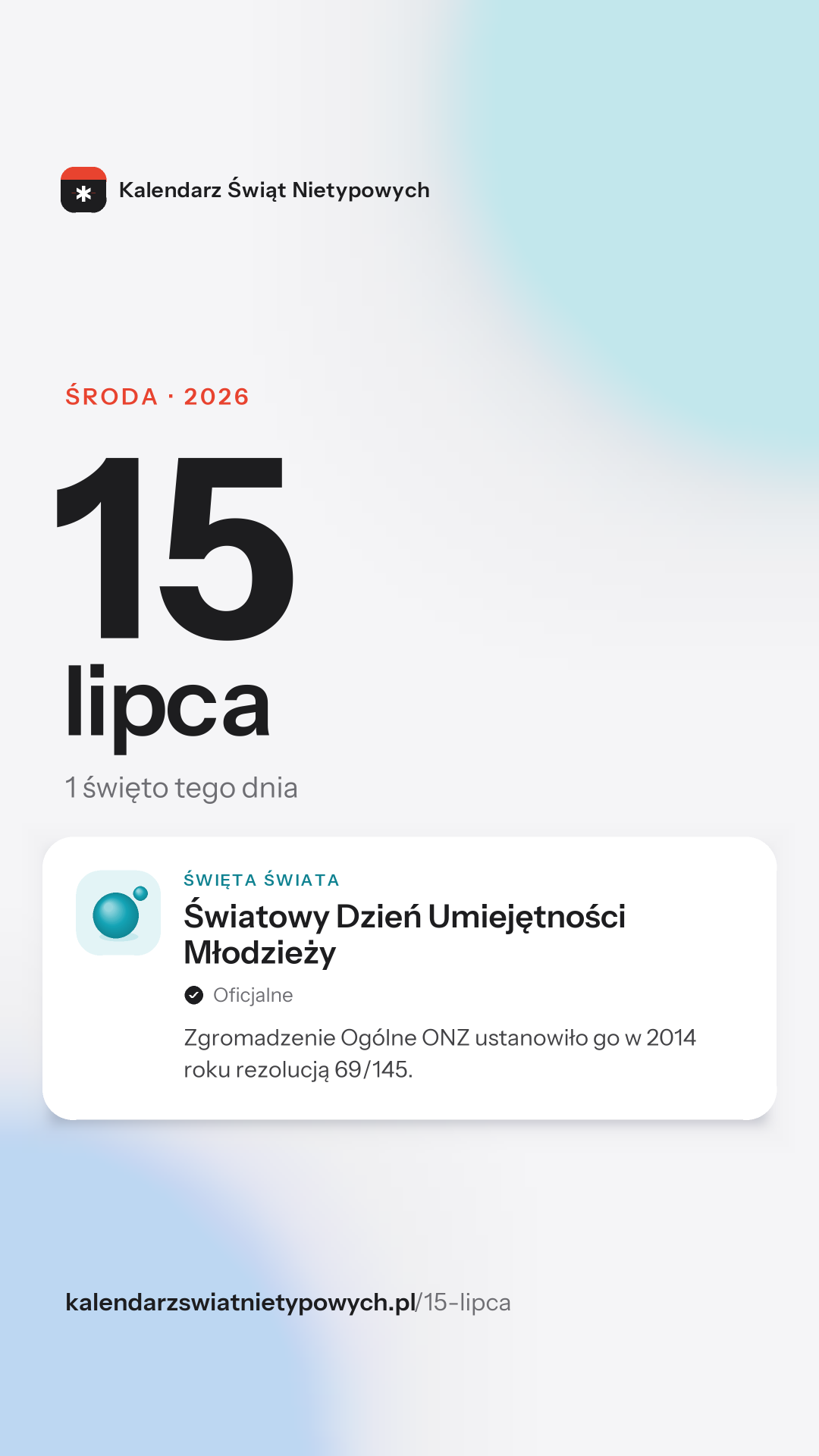 Grafika dnia 15 lipca, format stories 9:16