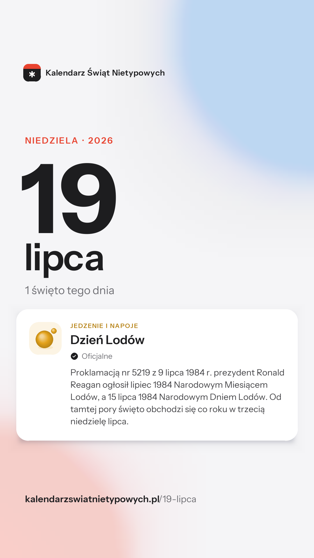 Grafika dnia 19 lipca, format stories 9:16