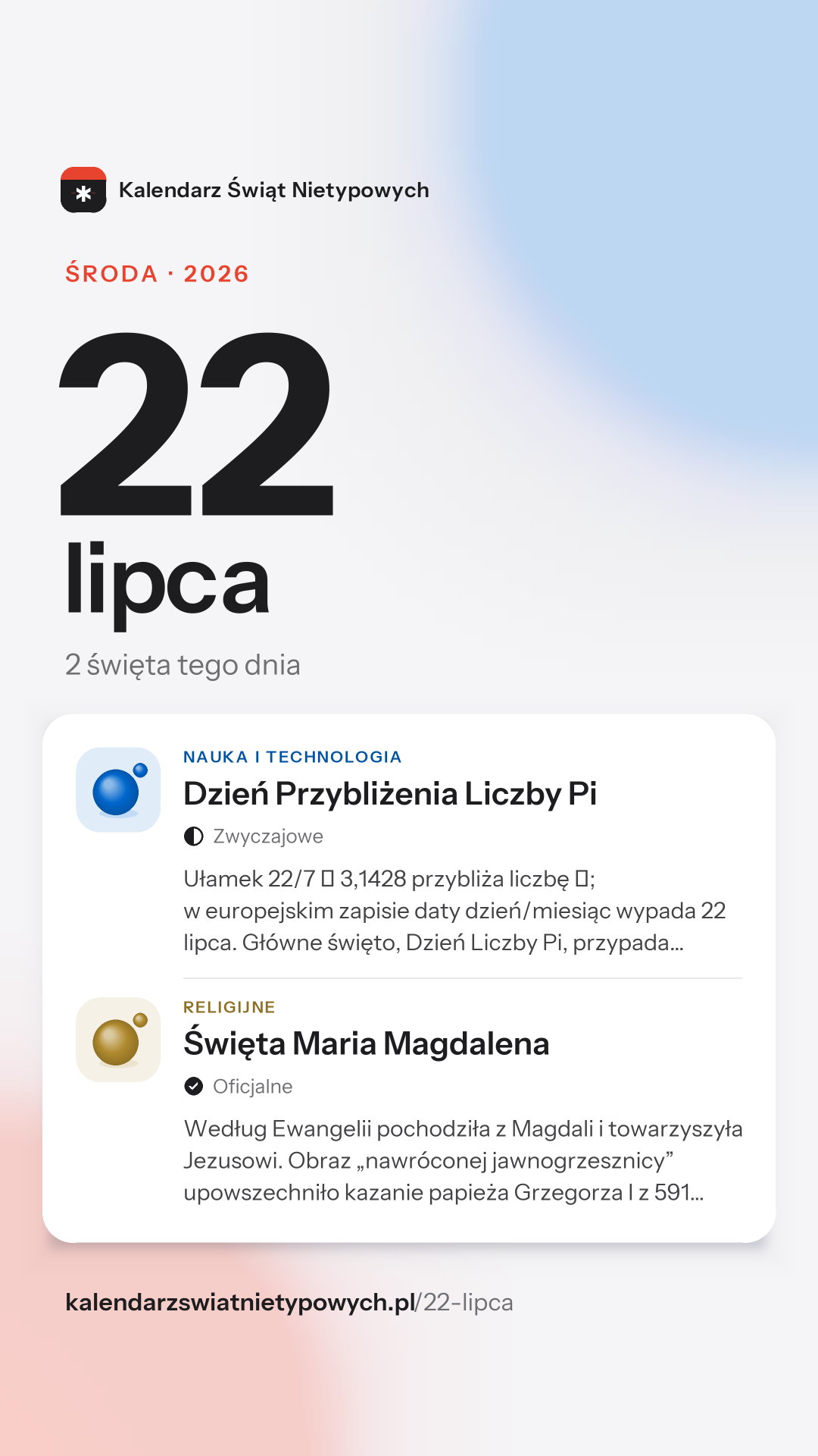 Grafika dnia 22 lipca, format stories 9:16